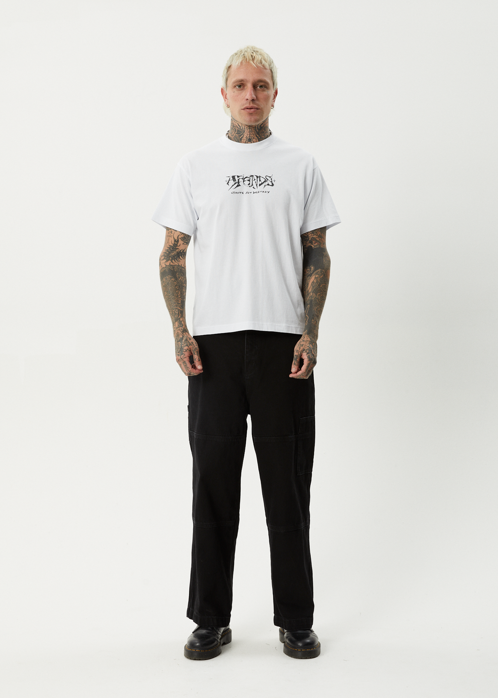 AFENDS Mens Horsey - Boxy Tee - White