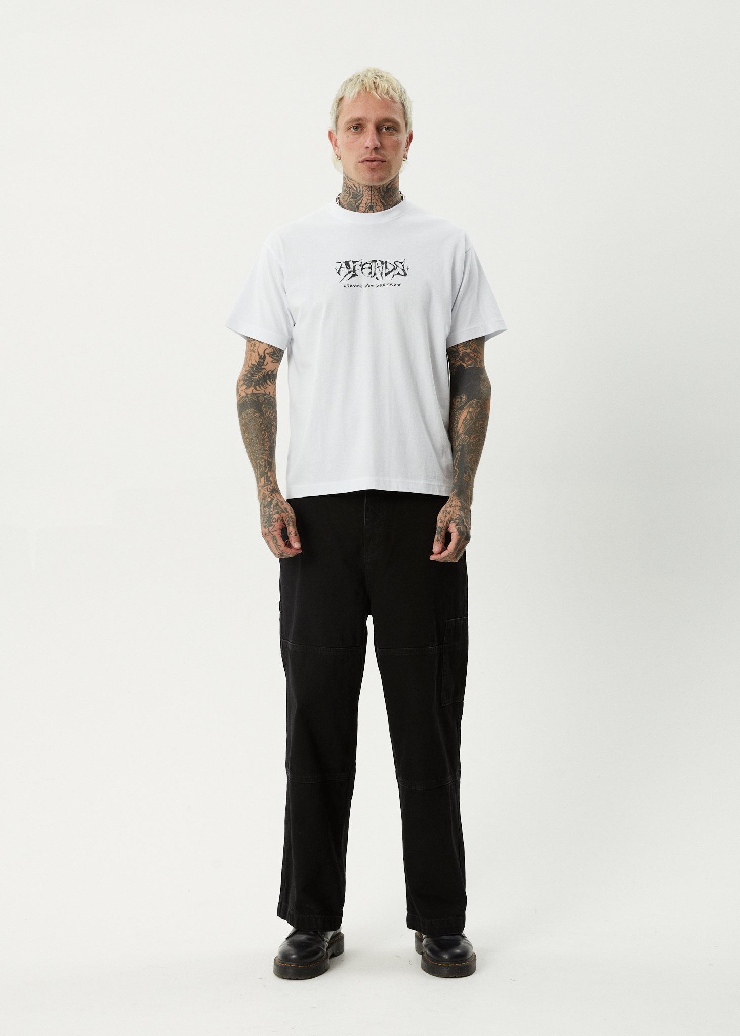 AFENDS Mens Horsey - Boxy Tee - White