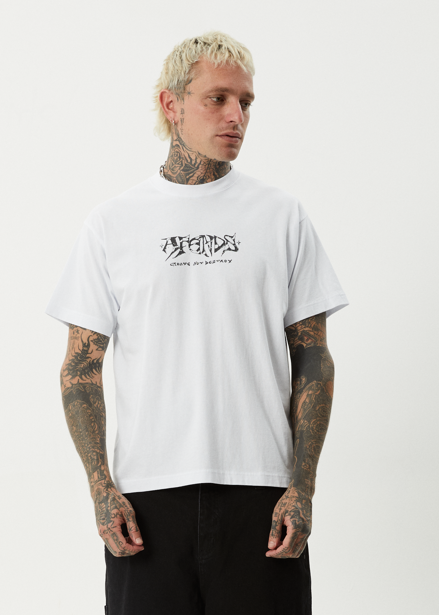 AFENDS Mens Horsey - Boxy Tee - White