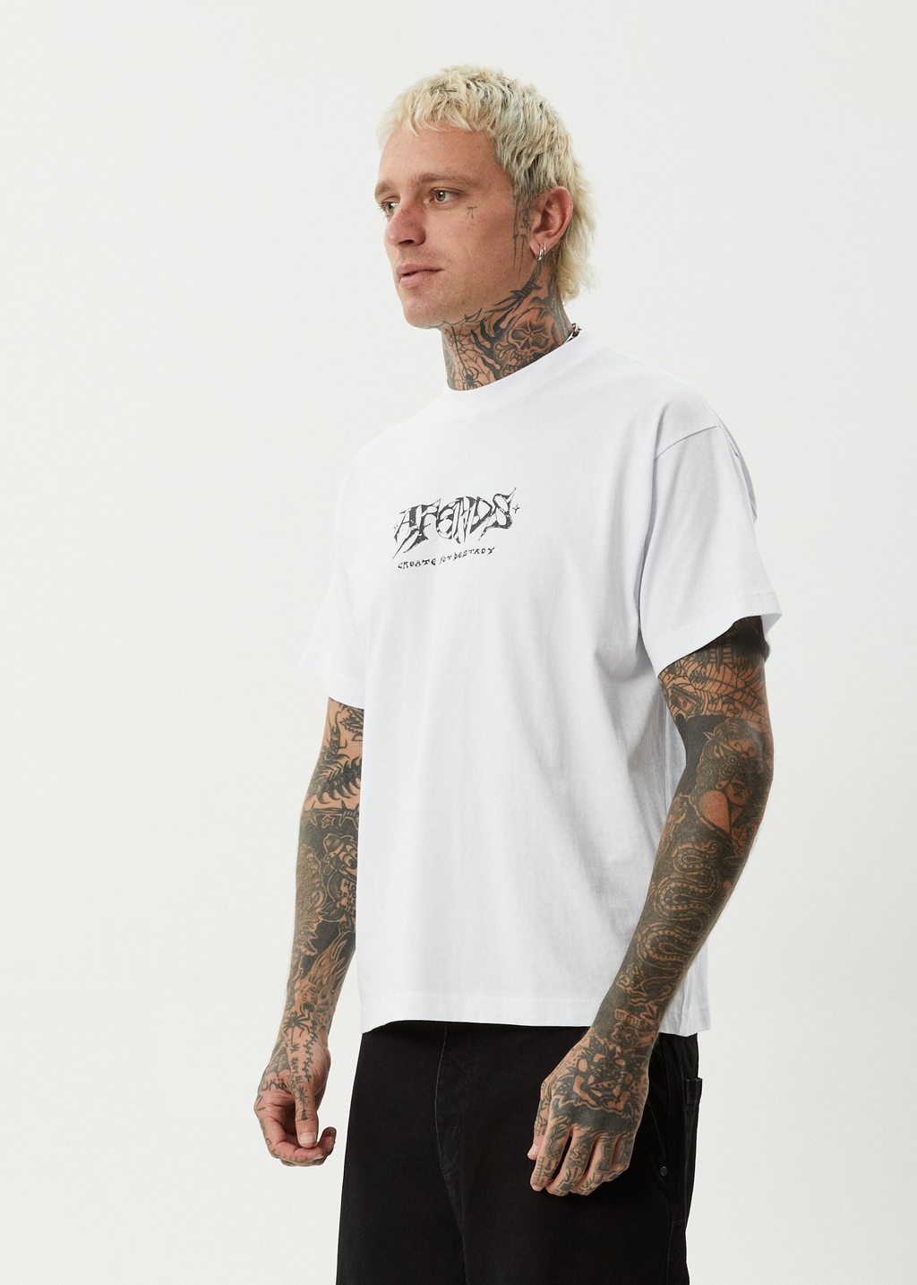 AFENDS Mens Horsey - Boxy Tee - White