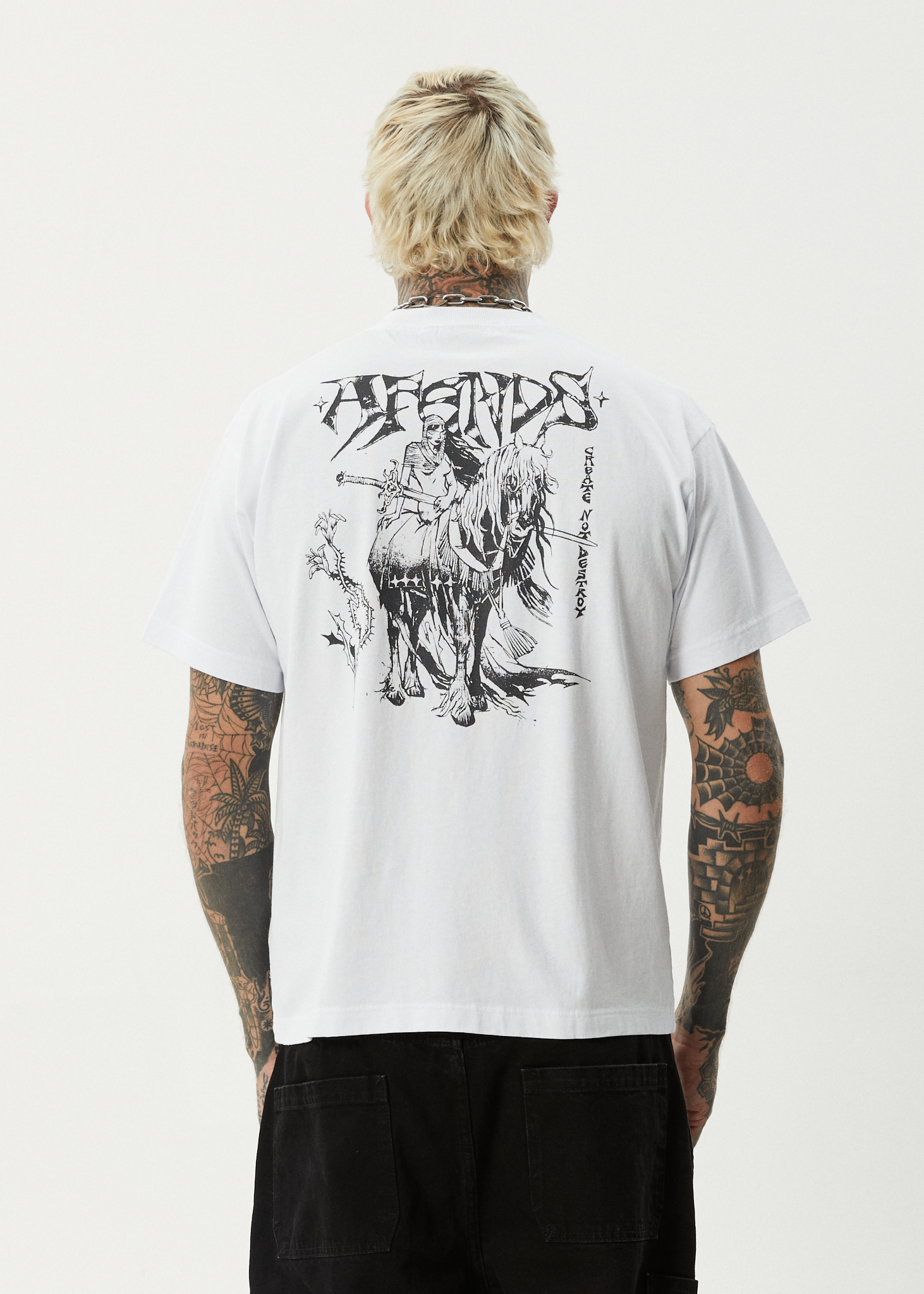 AFENDS Mens Horsey - Boxy Tee - White