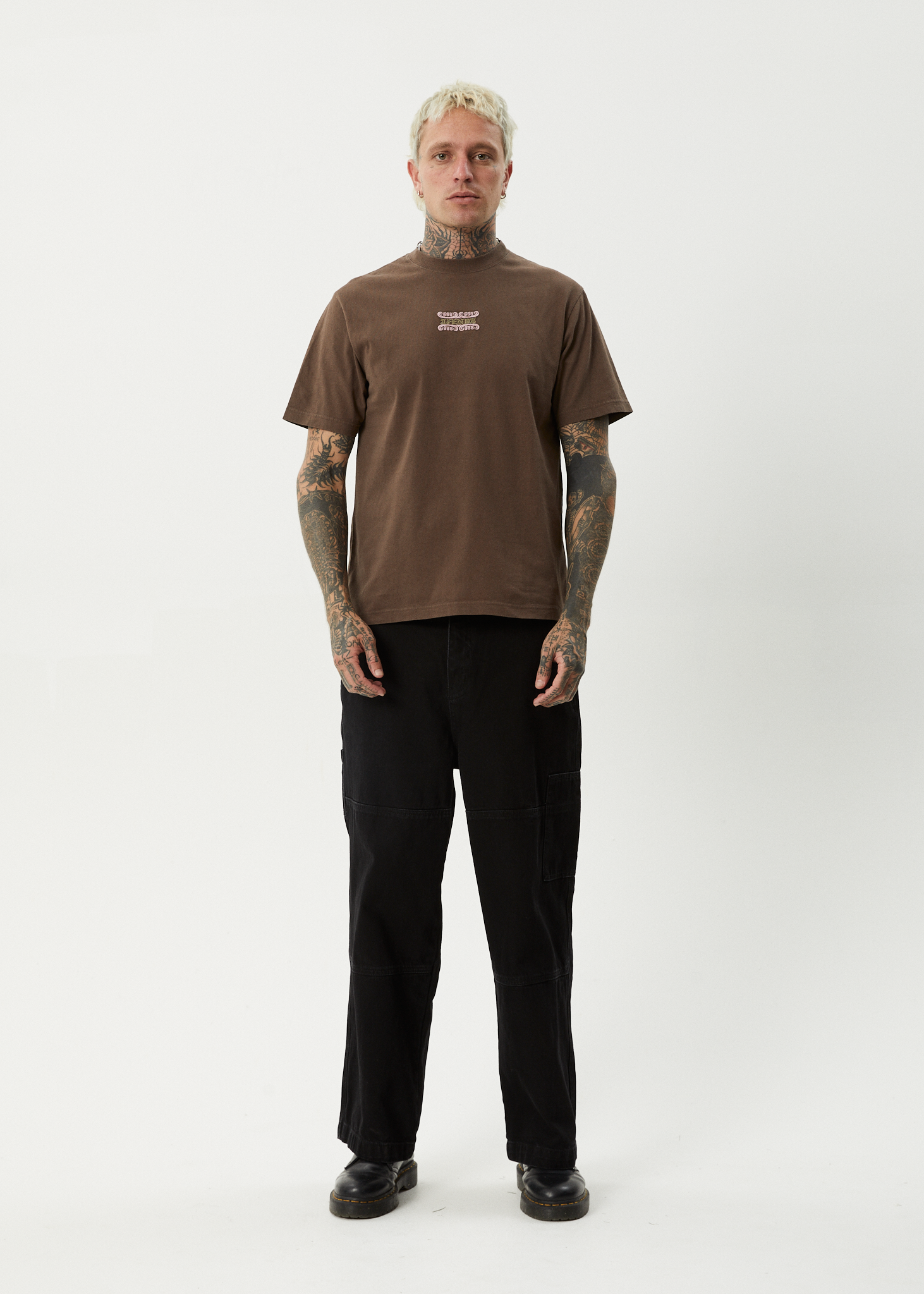 AFENDS Mens Sixsixsix - Retro Tee - Coffee