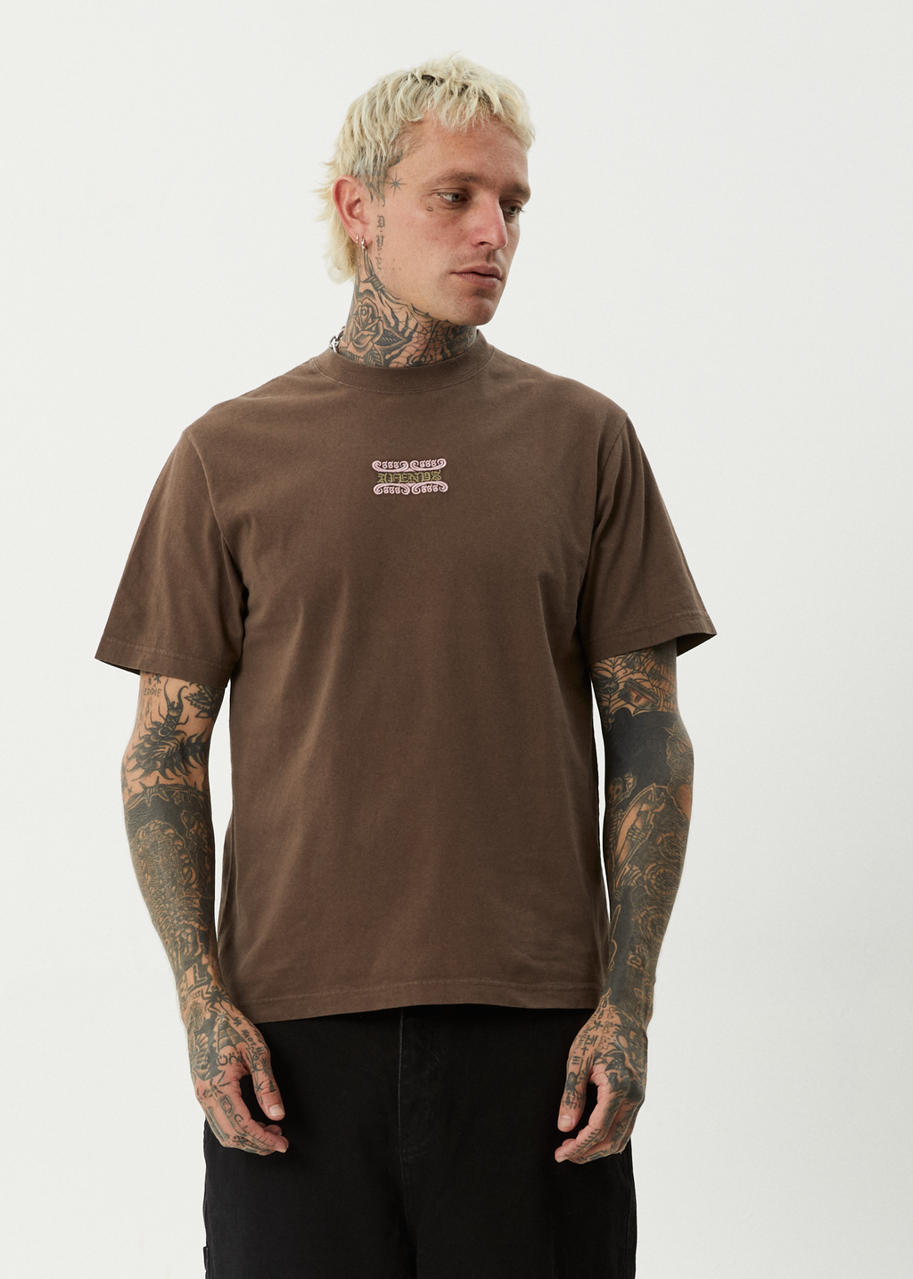 AFENDS Mens Sixsixsix - Retro Tee - Coffee
