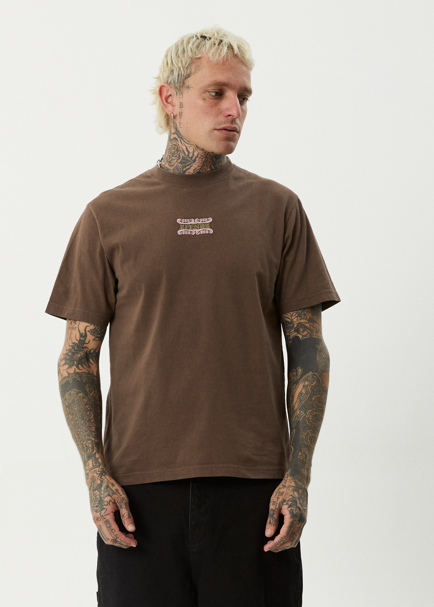 AFENDS Mens Sixsixsix - Retro Tee - Coffee