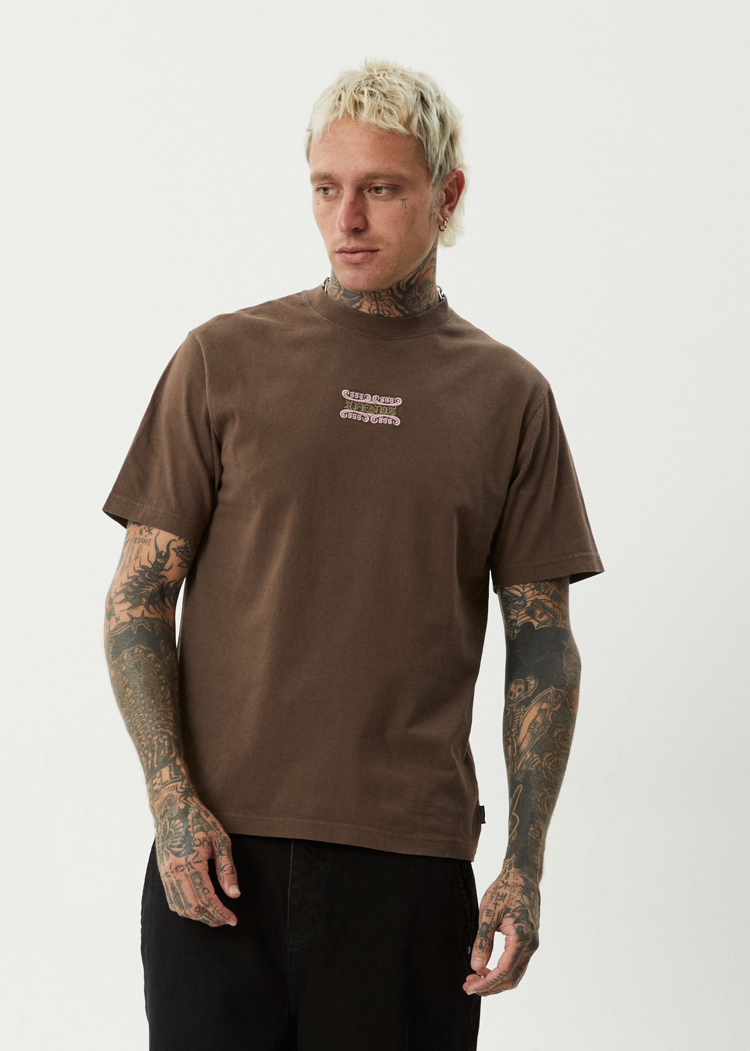 AFENDS Mens Sixsixsix - Retro Tee - Coffee