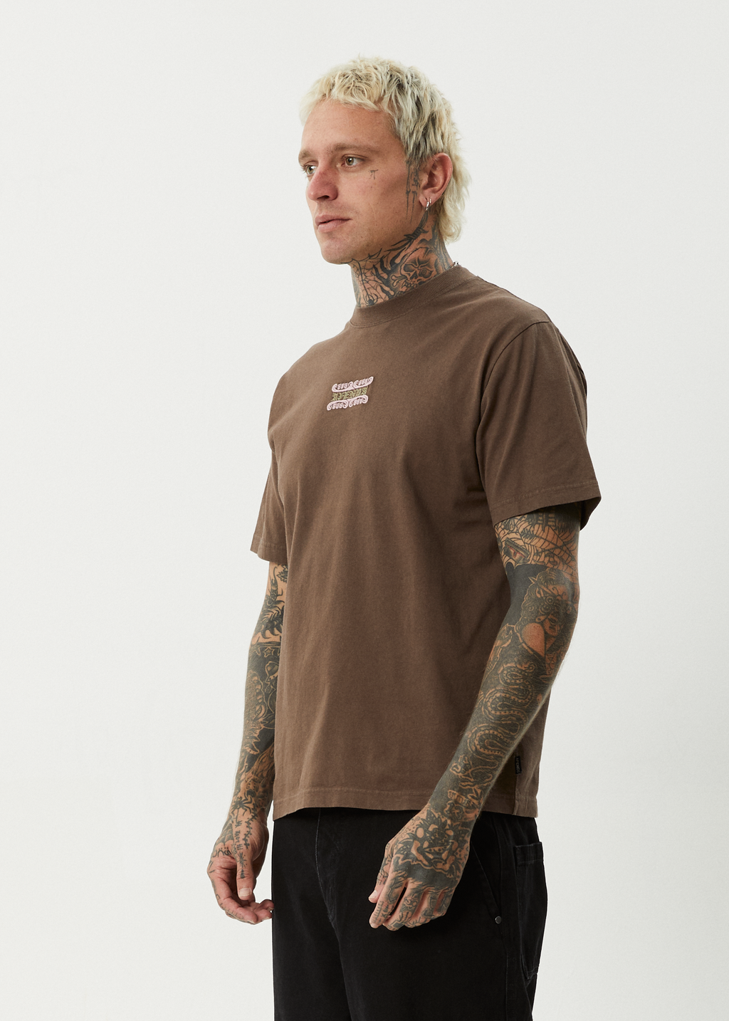 AFENDS Mens Sixsixsix - Retro Tee - Coffee