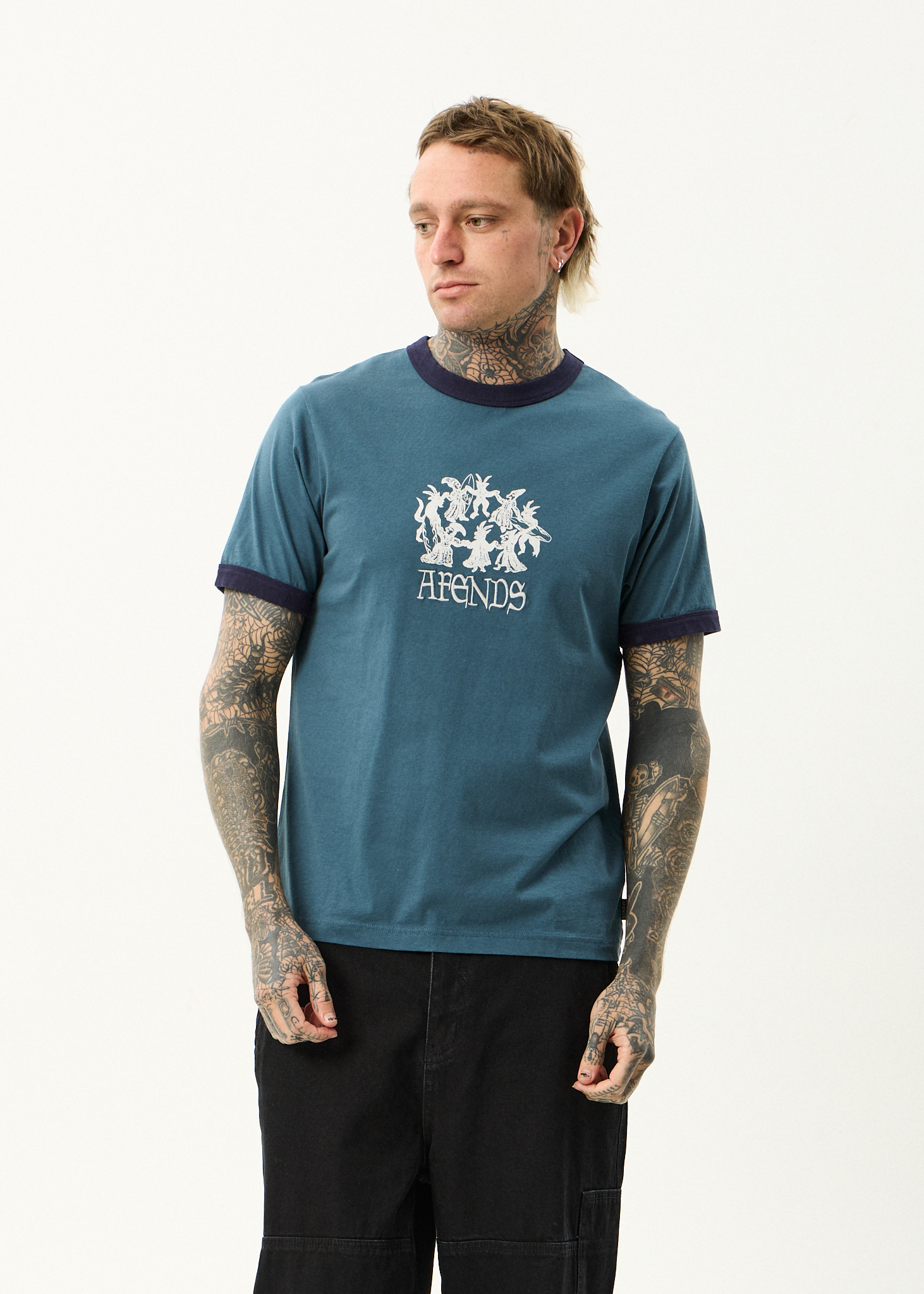 AFENDS Mens Witchcraft - Ringer Tee - Fuel