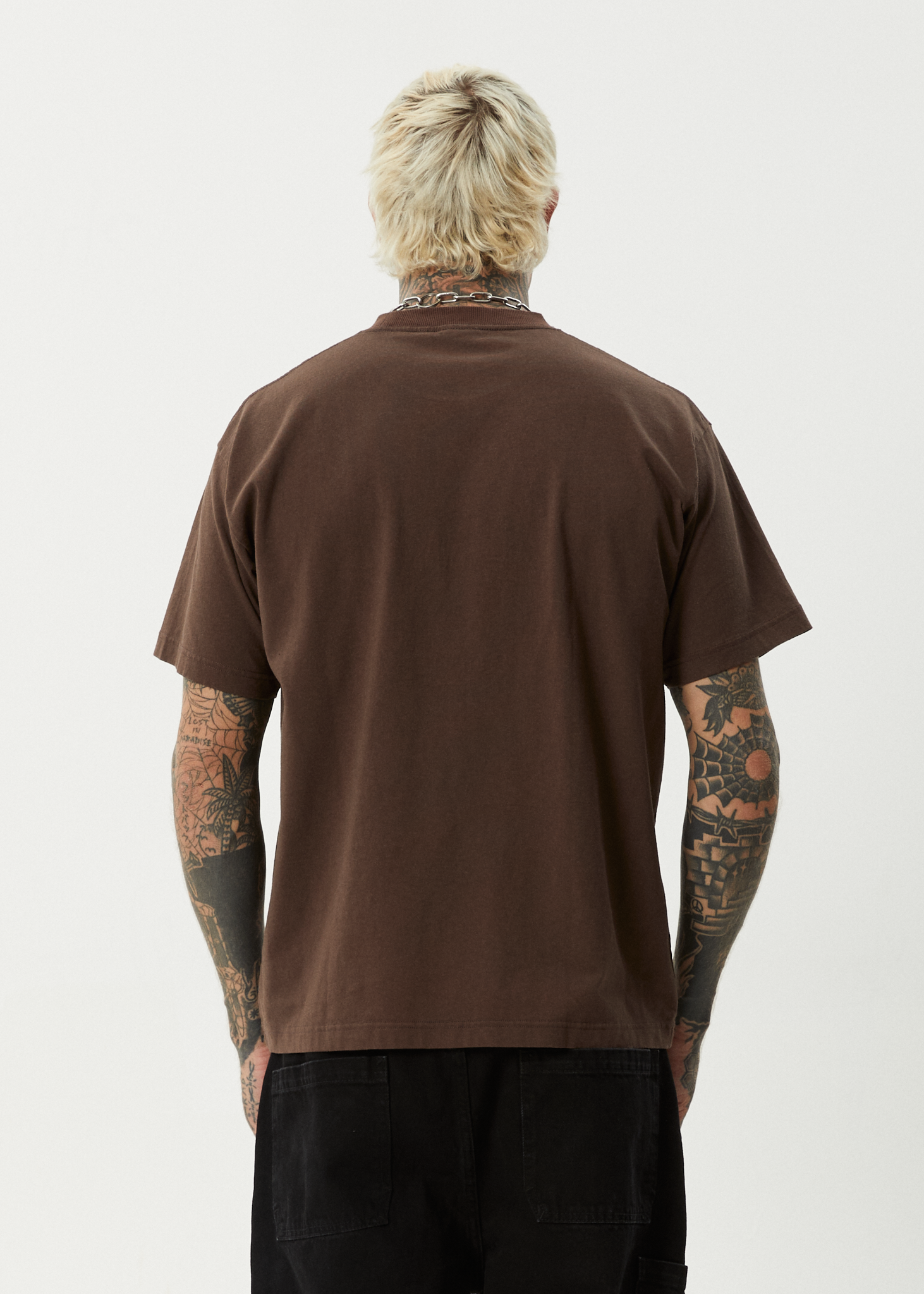 AFENDS Mens Trayback - Boxy Tee - Coffee