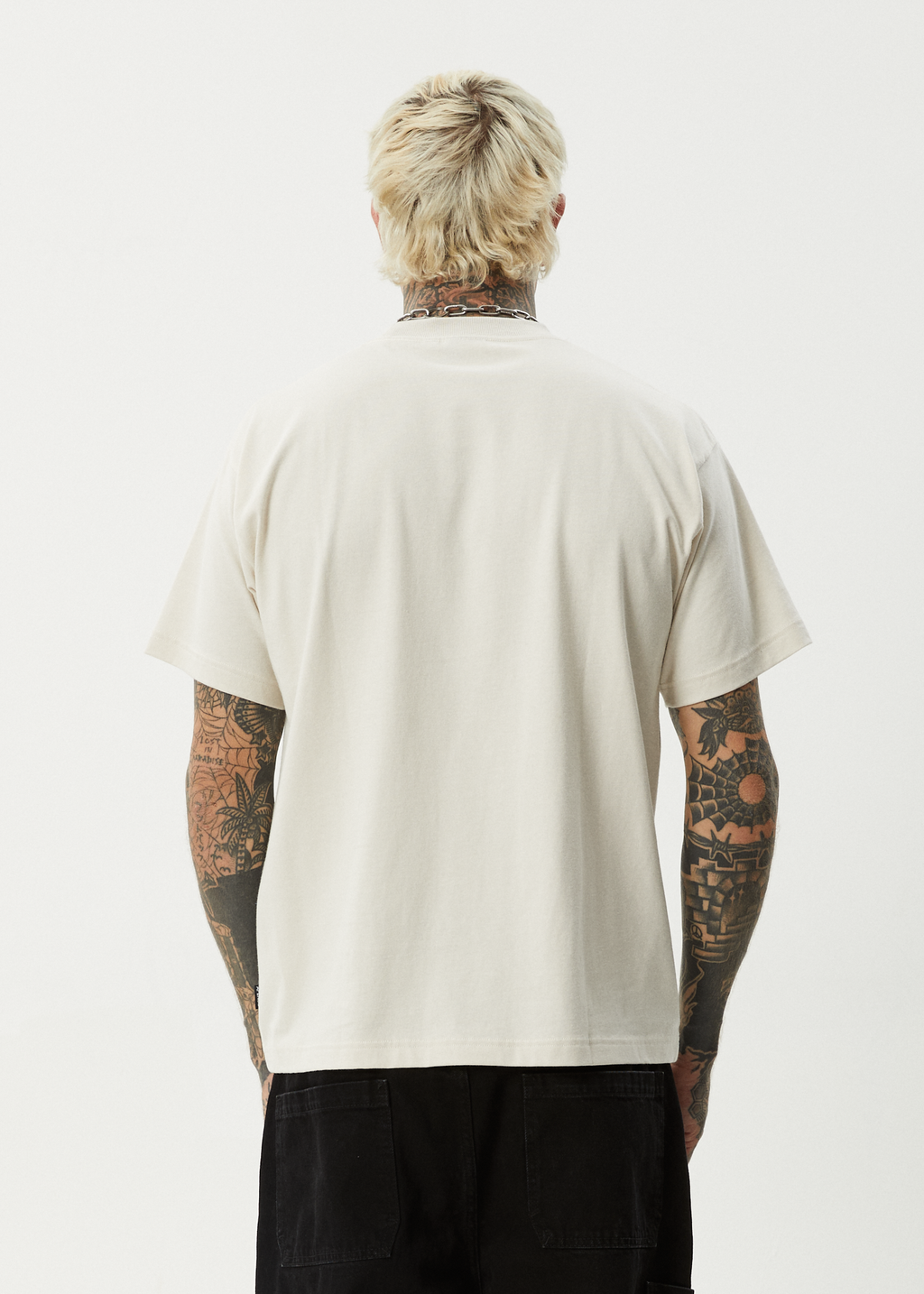 AFENDS Mens Trayback - Boxy Tee - Moonbeam