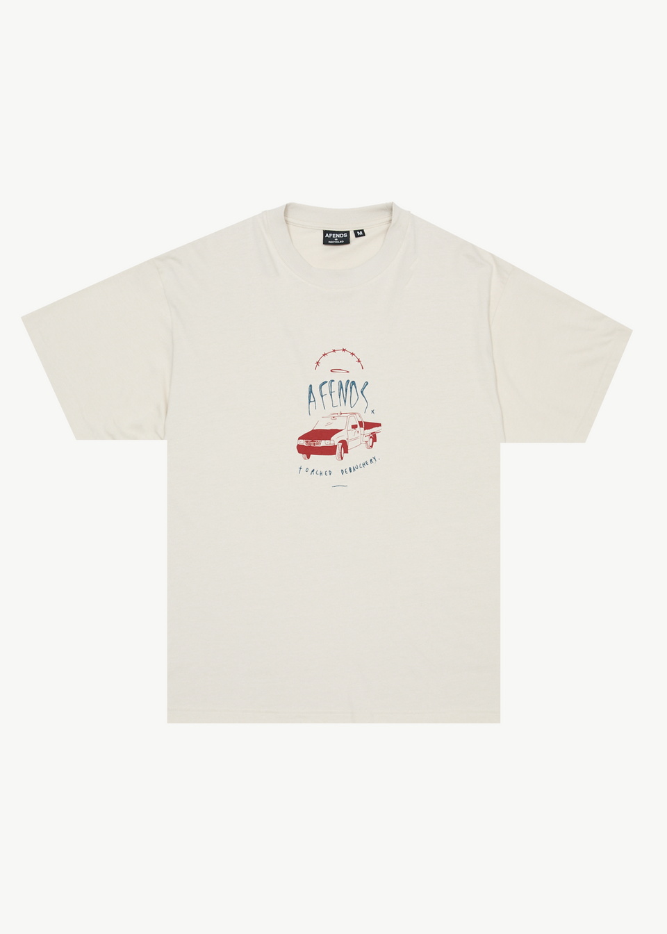 AFENDS Mens Sun Bite - Raglan Boxy Tee - Stone Black