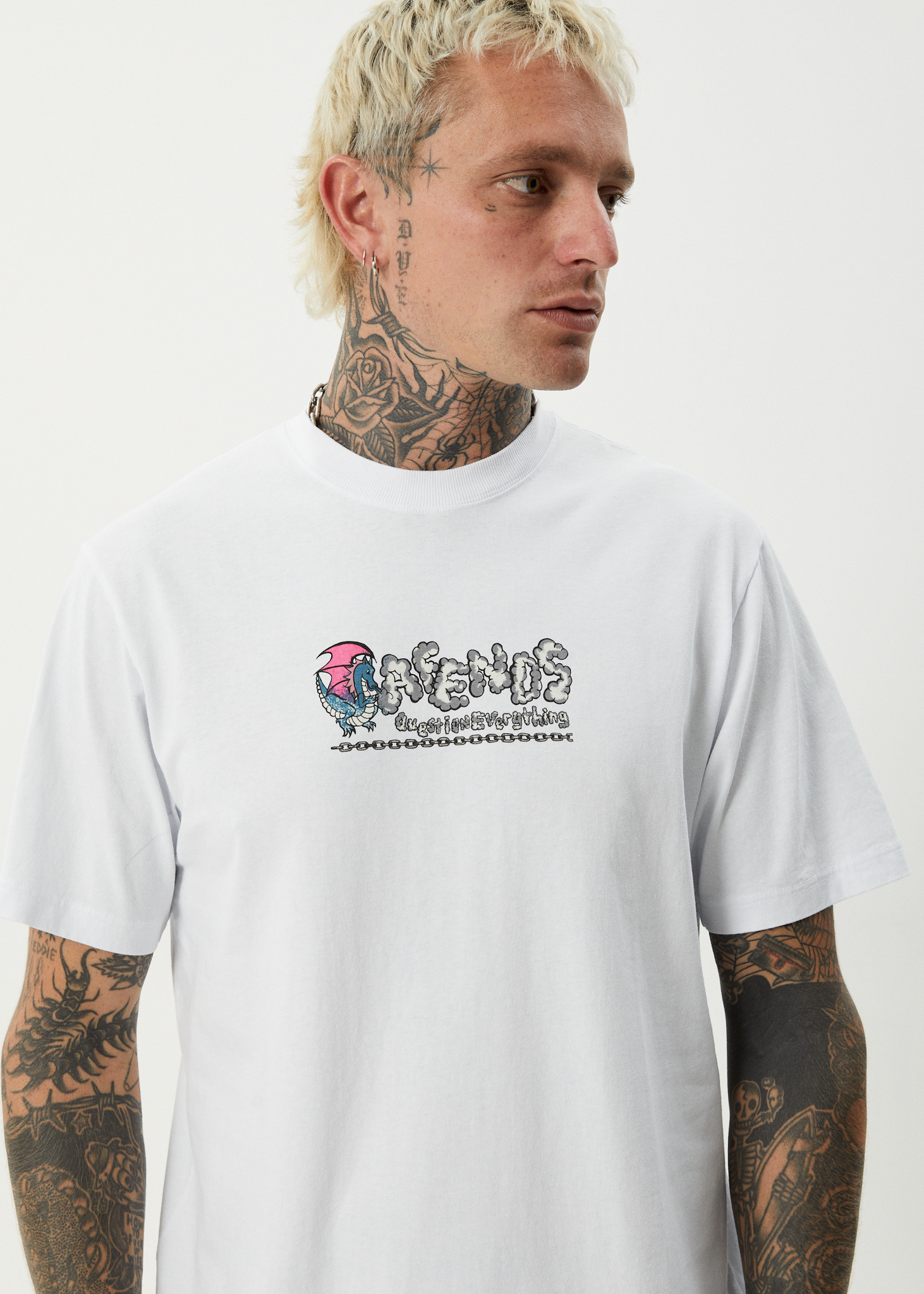 AFENDS Mens Huffenpuff - Retro Tee - White