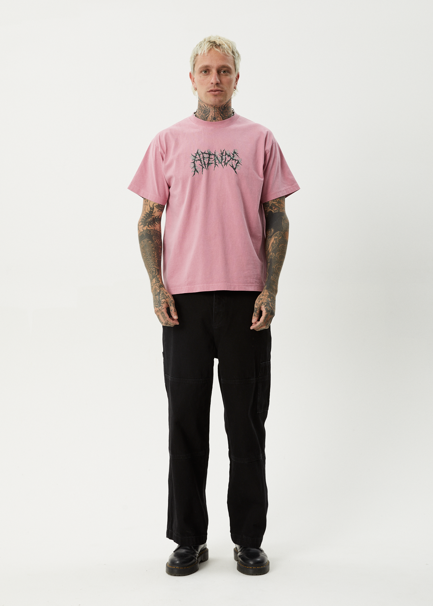 AFENDS Mens Heavy Petal - Heavyweight Boxy Tee - Washed Marrakesh