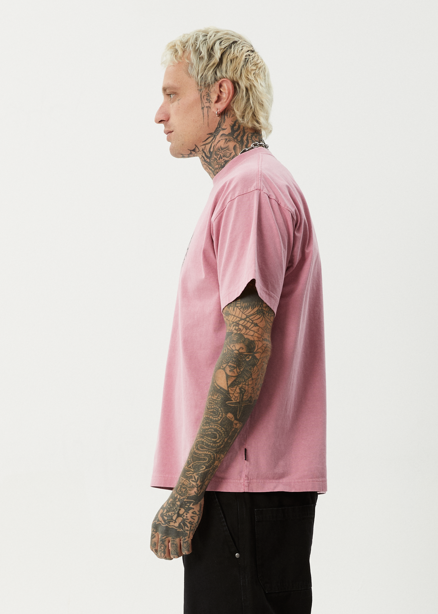 AFENDS Mens Heavy Petal - Heavyweight Boxy Tee - Washed Marrakesh