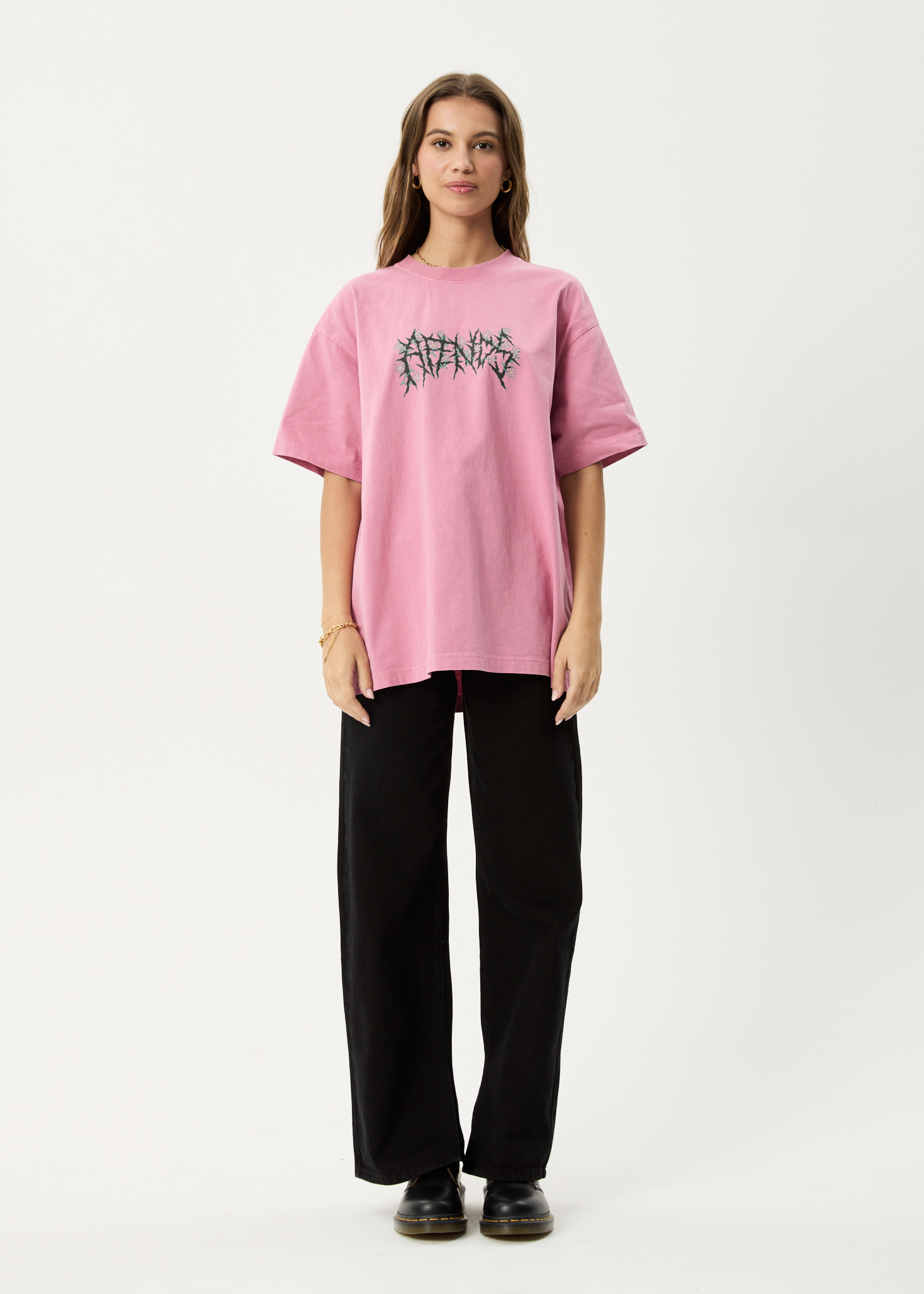 AFENDS Mens Heavy Petal - Heavyweight Boxy Tee - Washed Marrakesh