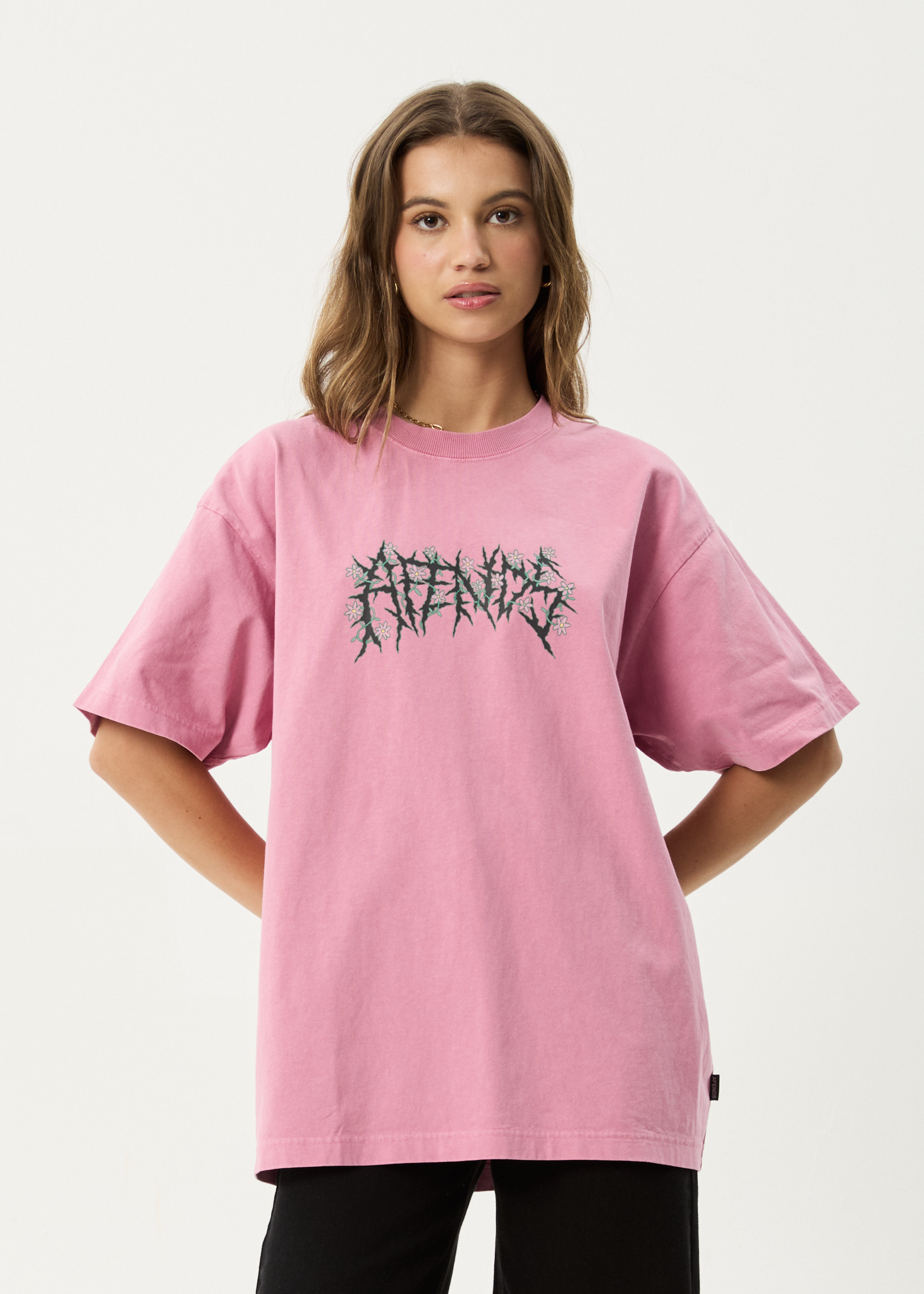 AFENDS Mens Heavy Petal - Heavyweight Boxy Tee - Washed Marrakesh