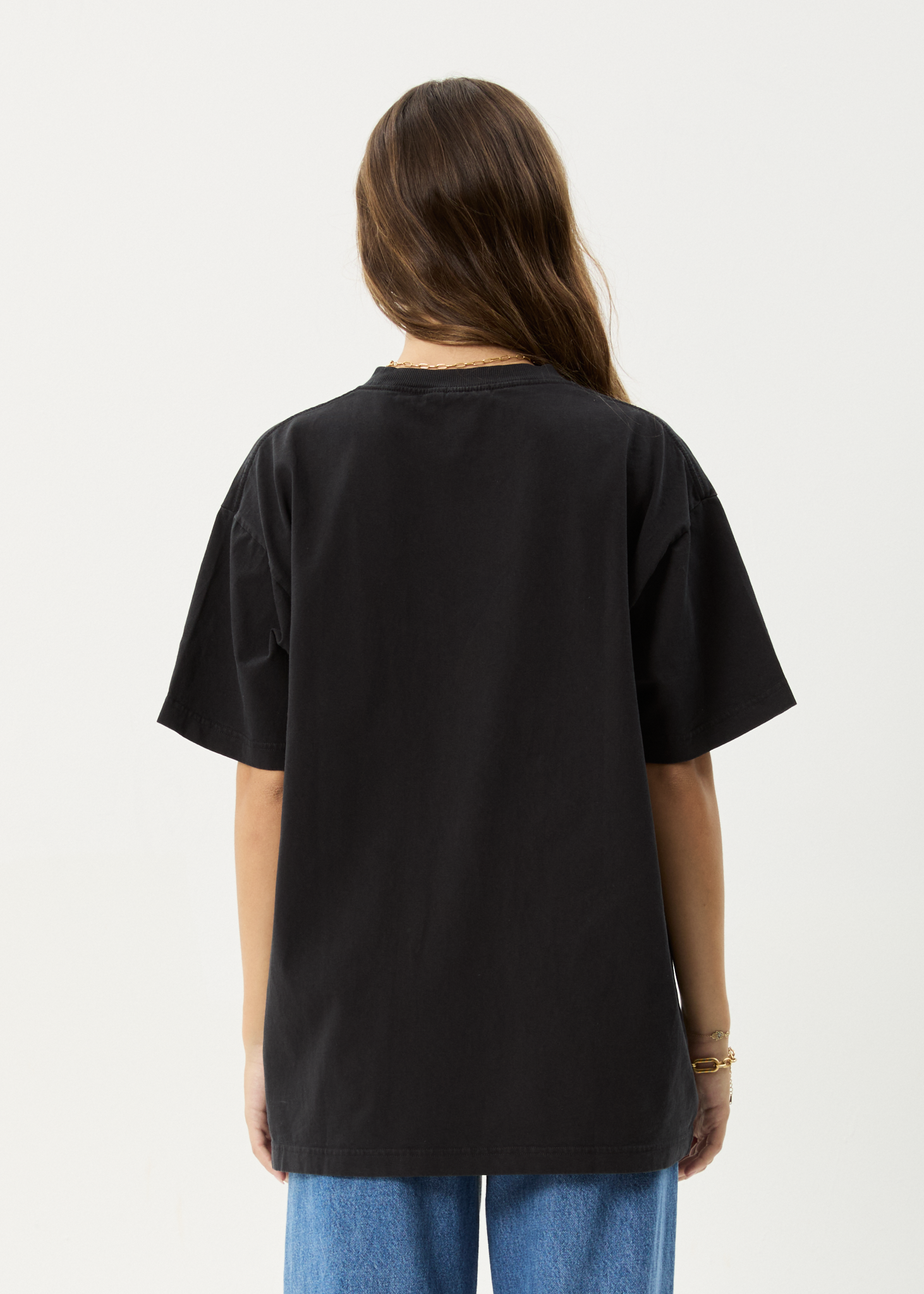 AFENDS Mens Heavy Petal - Heavyweight Boxy Tee - Stone Black