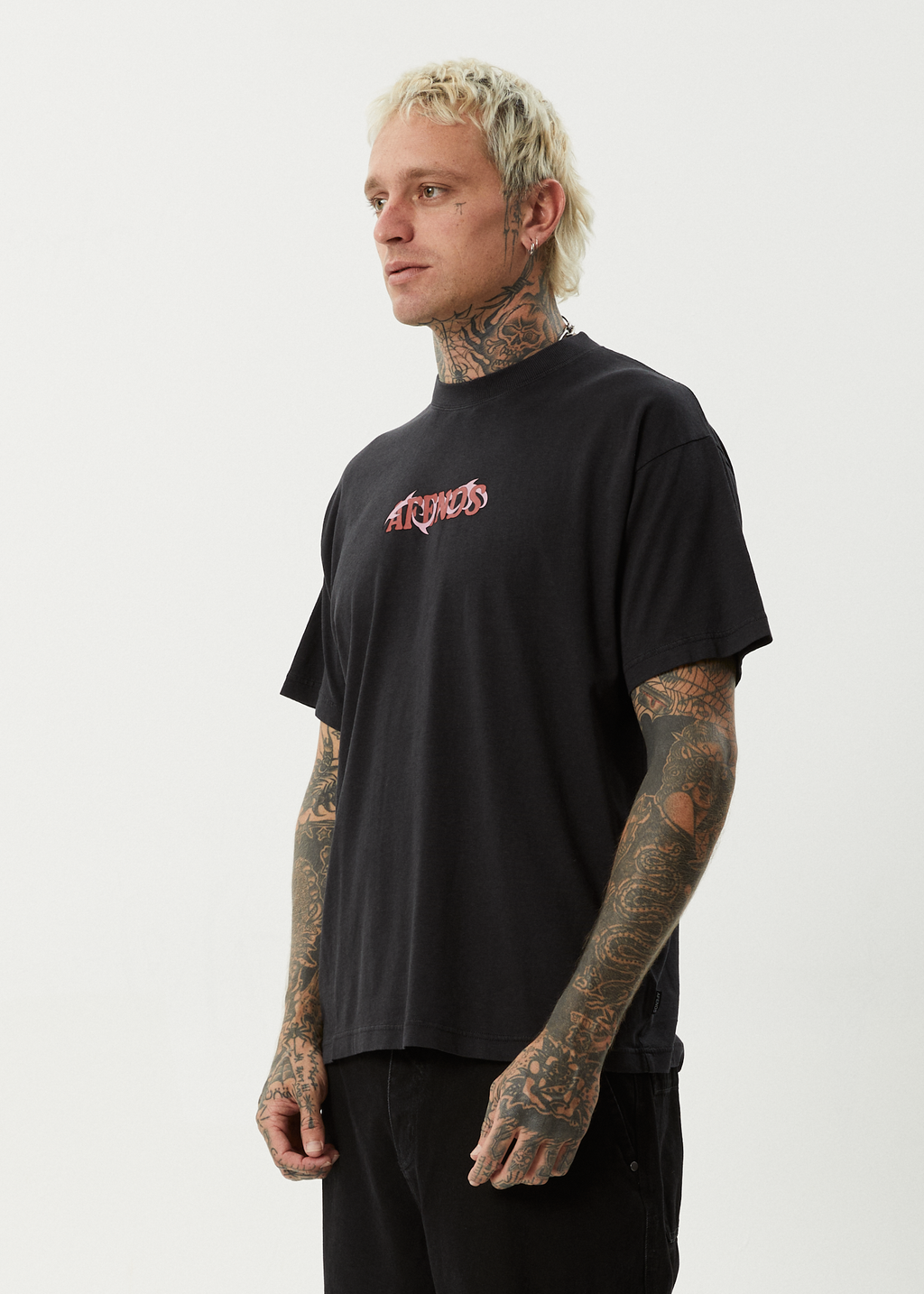 AFENDS Mens Waves - Boxy Tee - Black