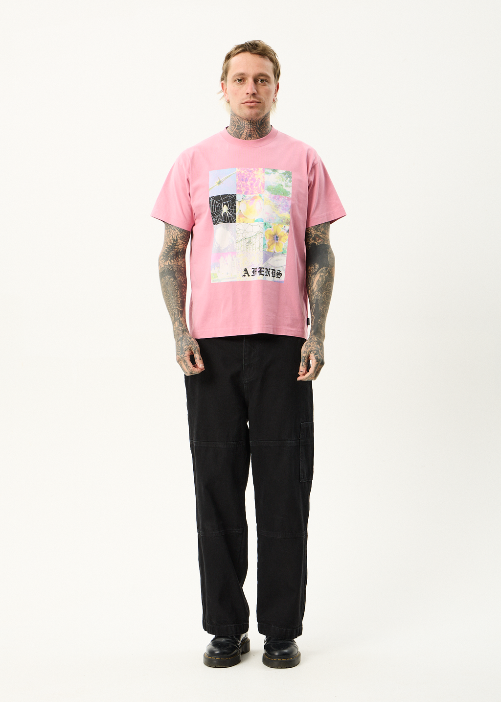 AFENDS Mens Sadworld - Heavyweight Boxy Tee - Washed Marrakesh