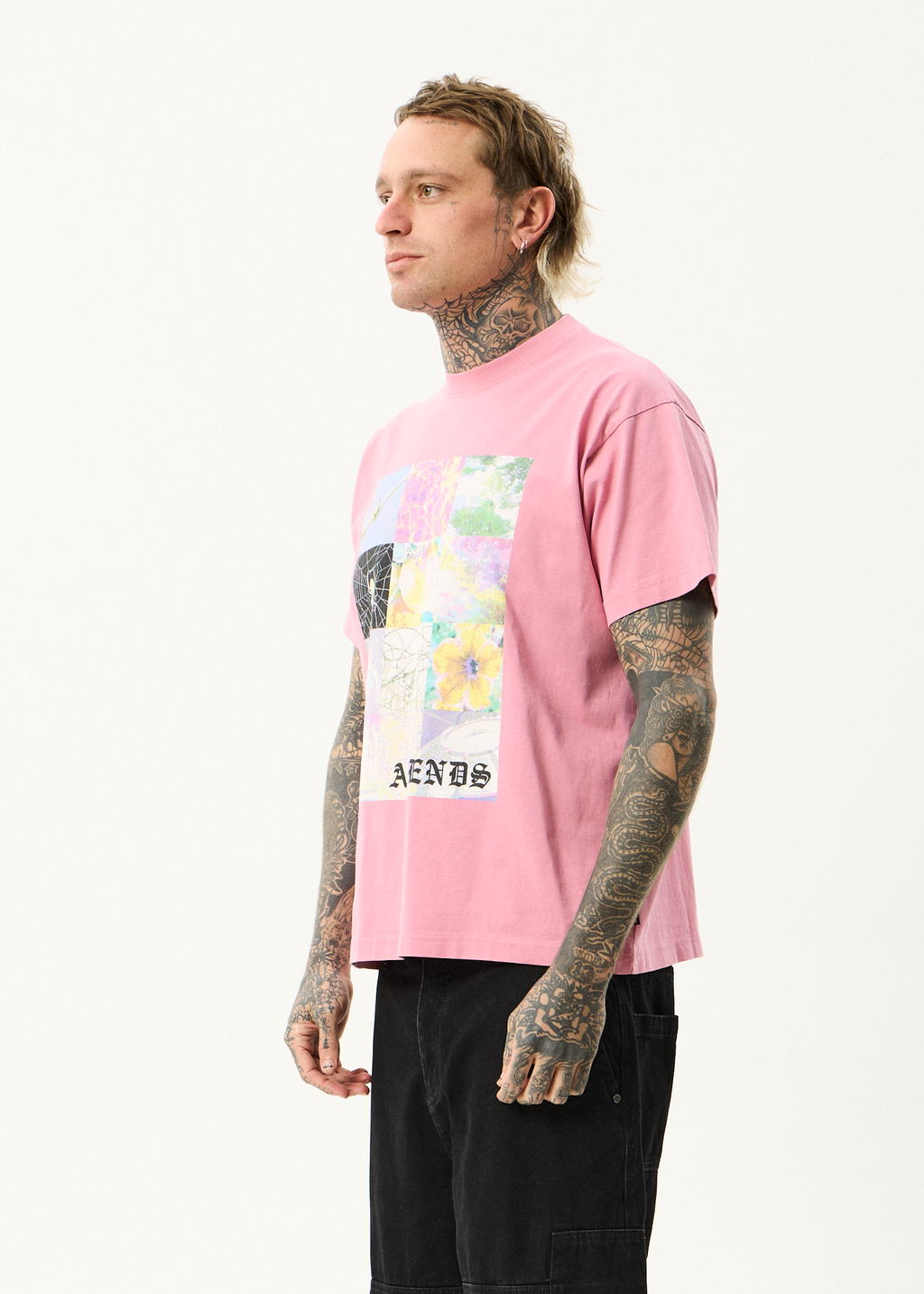 AFENDS Mens Sadworld - Heavyweight Boxy Tee - Washed Marrakesh