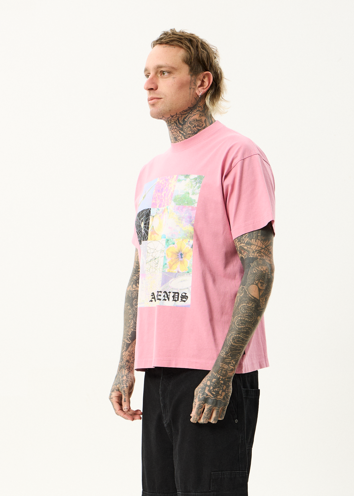 AFENDS Mens Sadworld - Heavyweight Boxy Tee - Washed Marrakesh