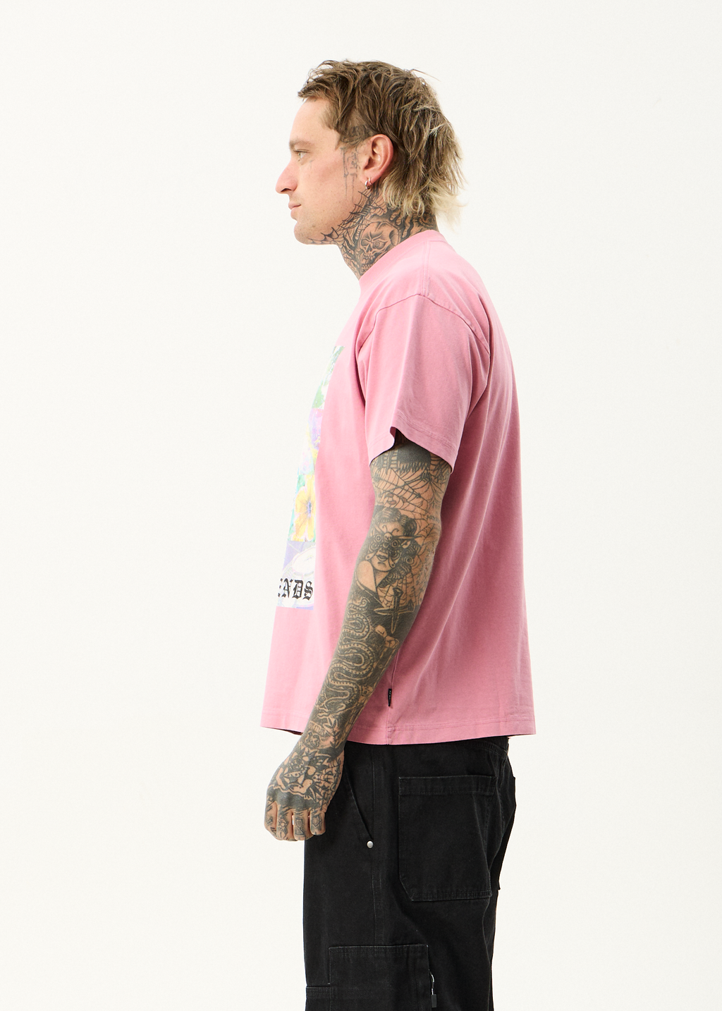 AFENDS Mens Sadworld - Heavyweight Boxy Tee - Washed Marrakesh