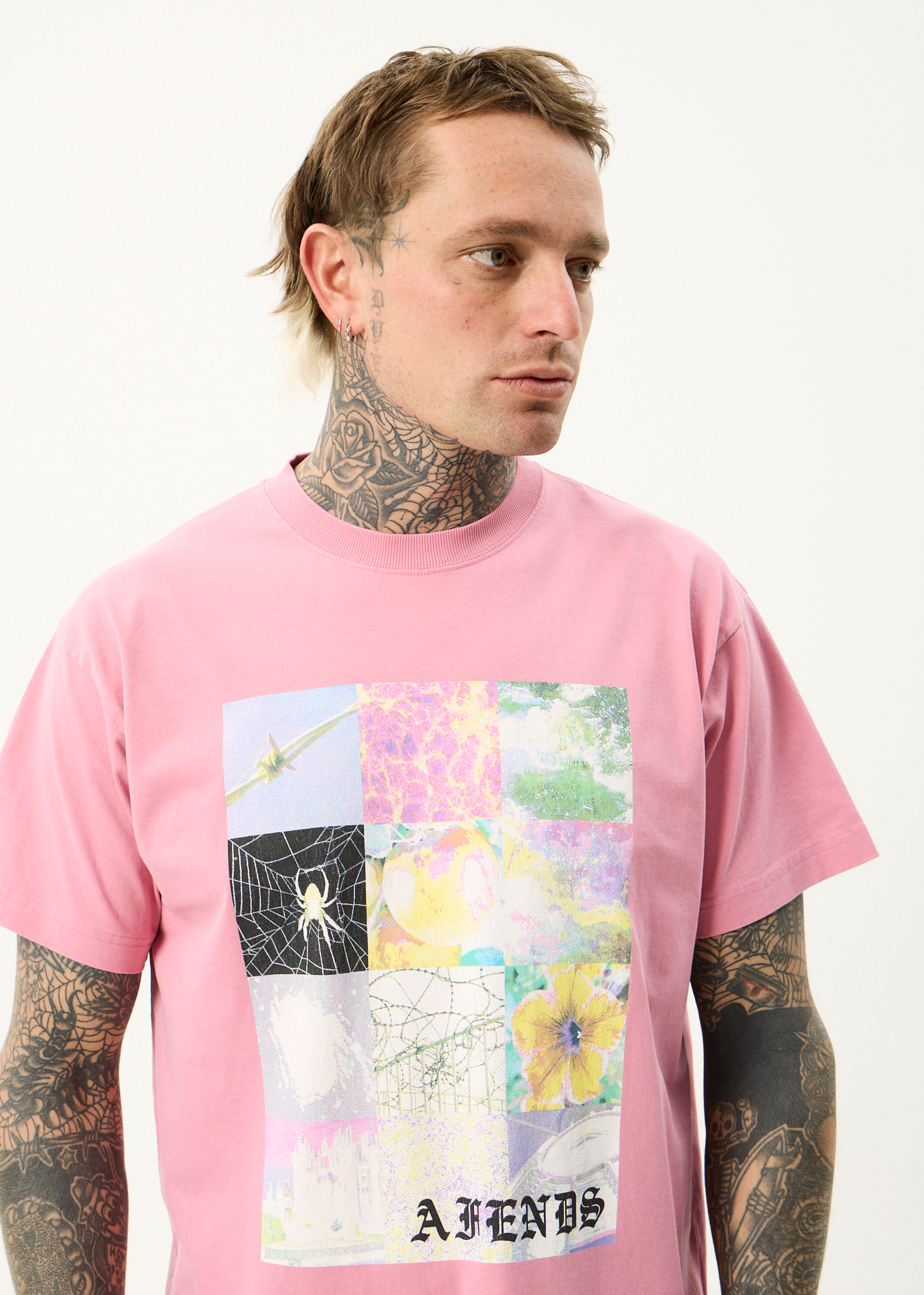 AFENDS Mens Sadworld - Heavyweight Boxy Tee - Washed Marrakesh