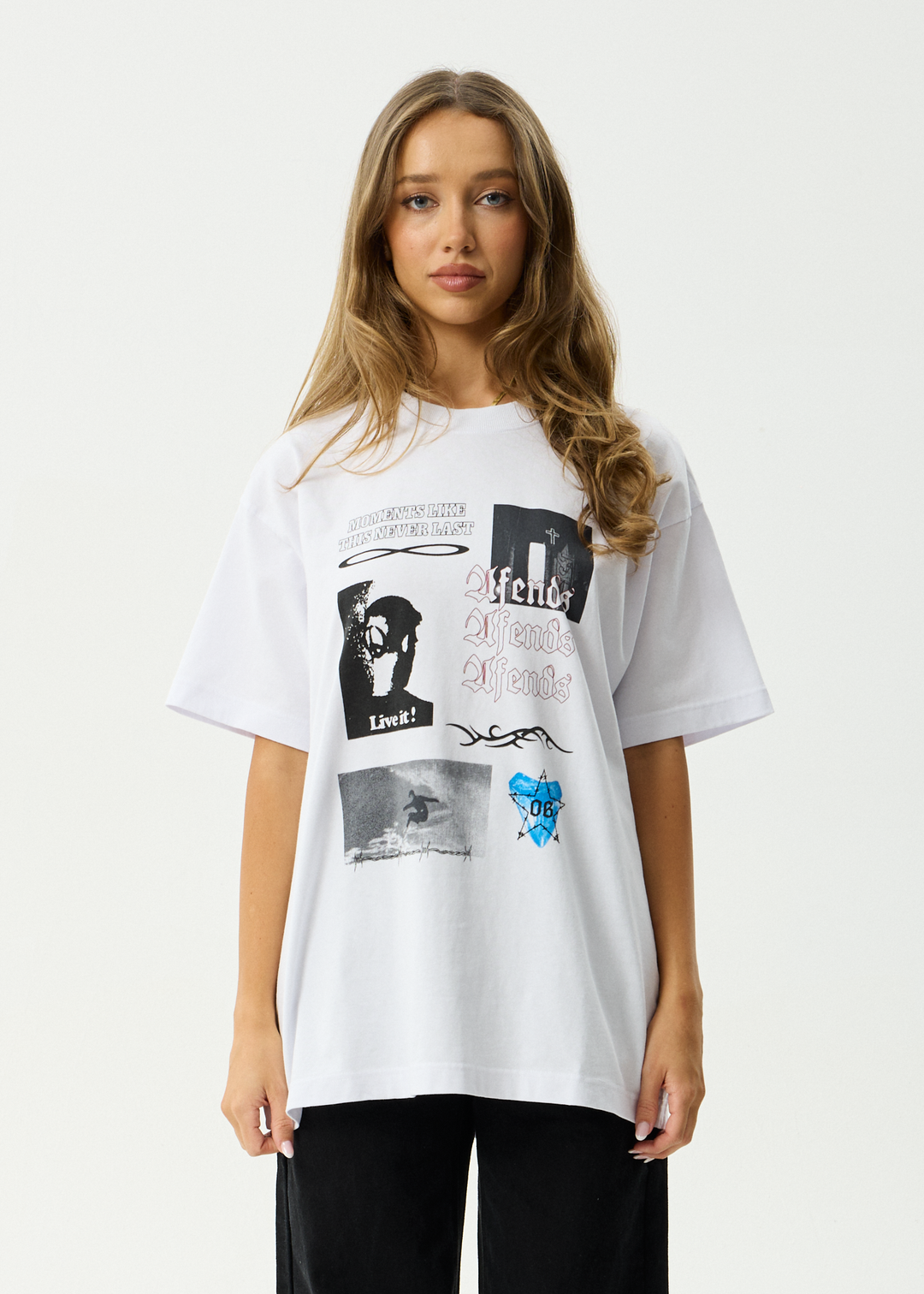 AFENDS Mens Never Last - Heavyweight Boxy Tee - White