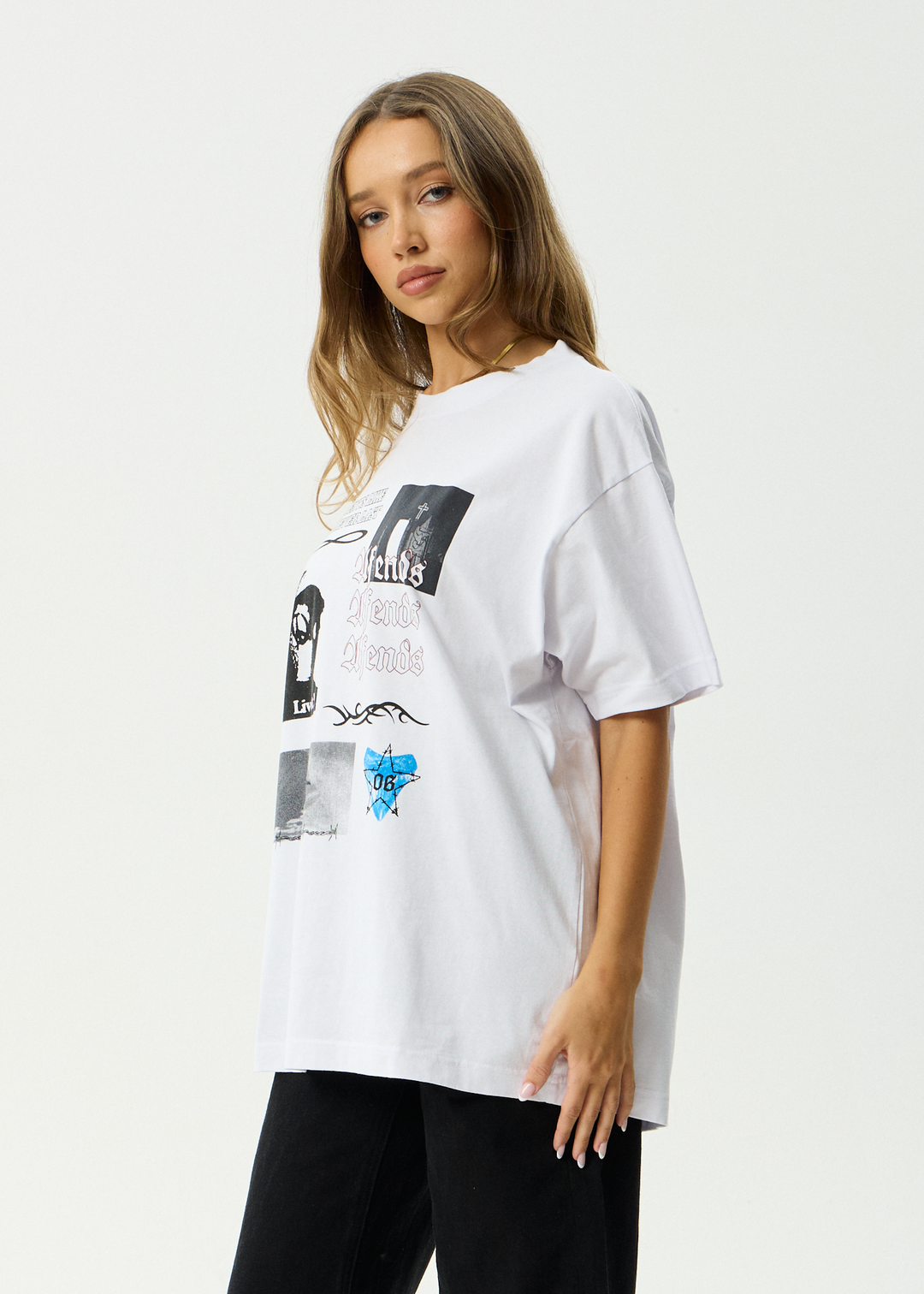 AFENDS Mens Never Last - Heavyweight Boxy Tee - White
