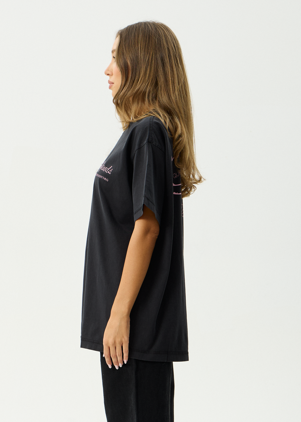 AFENDS Mens Valentine - Heavyweight Boxy Tee - Stone Black