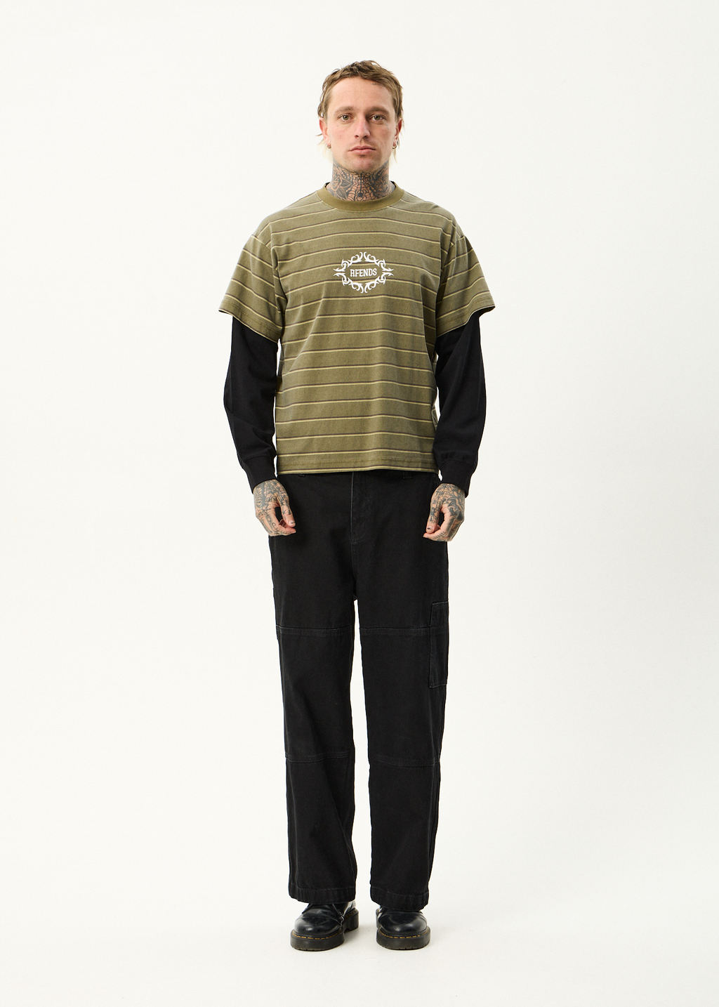 AFENDS Mens My Tribe - Layered Boxy Tee - Boa