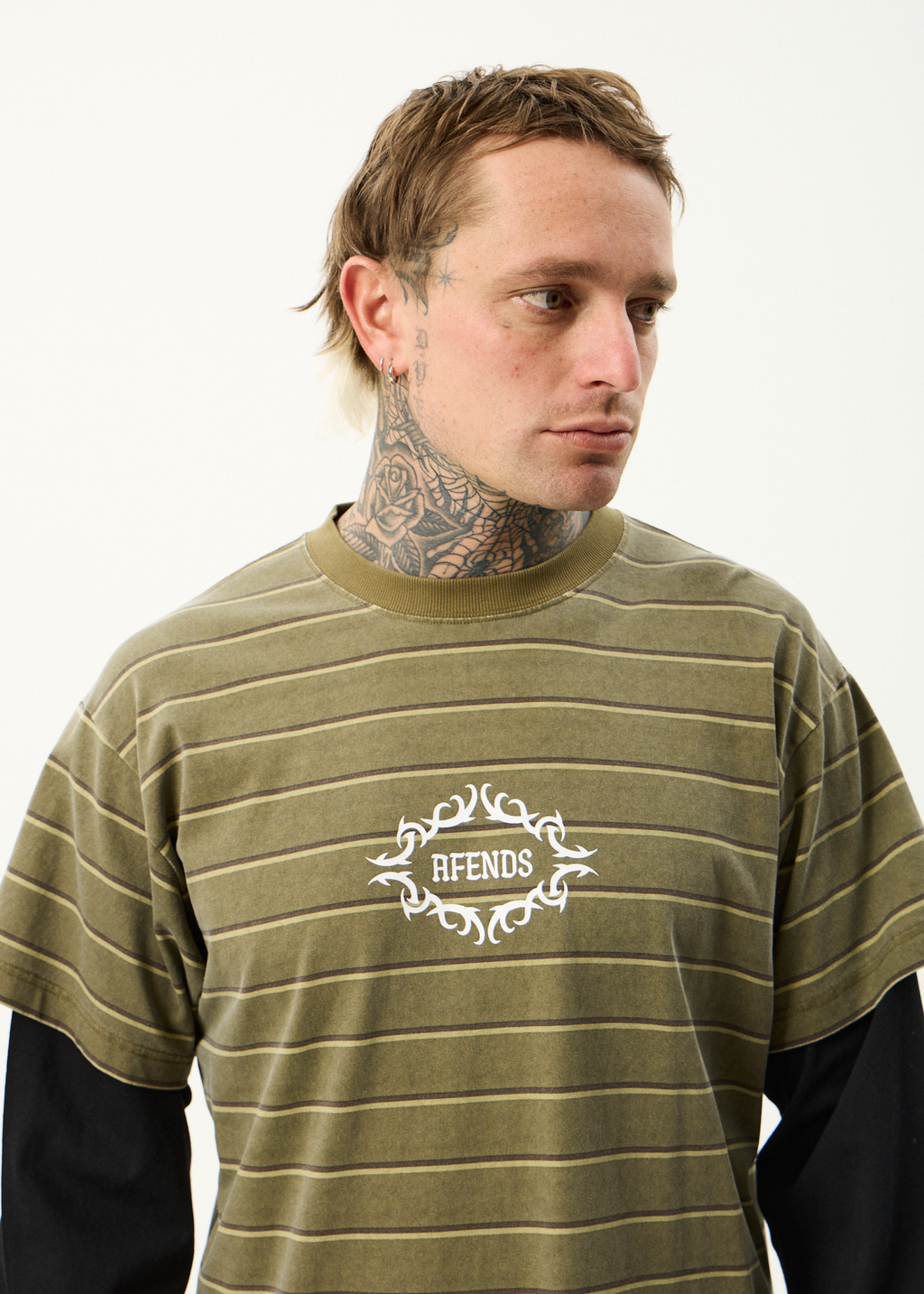 AFENDS Mens My Tribe - Layered Boxy Tee - Boa