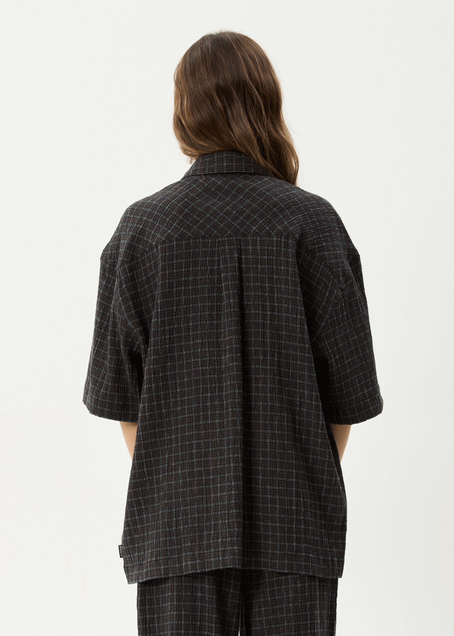 AFENDS Mens Dusk - Seersucker Check Shirt - Black Check