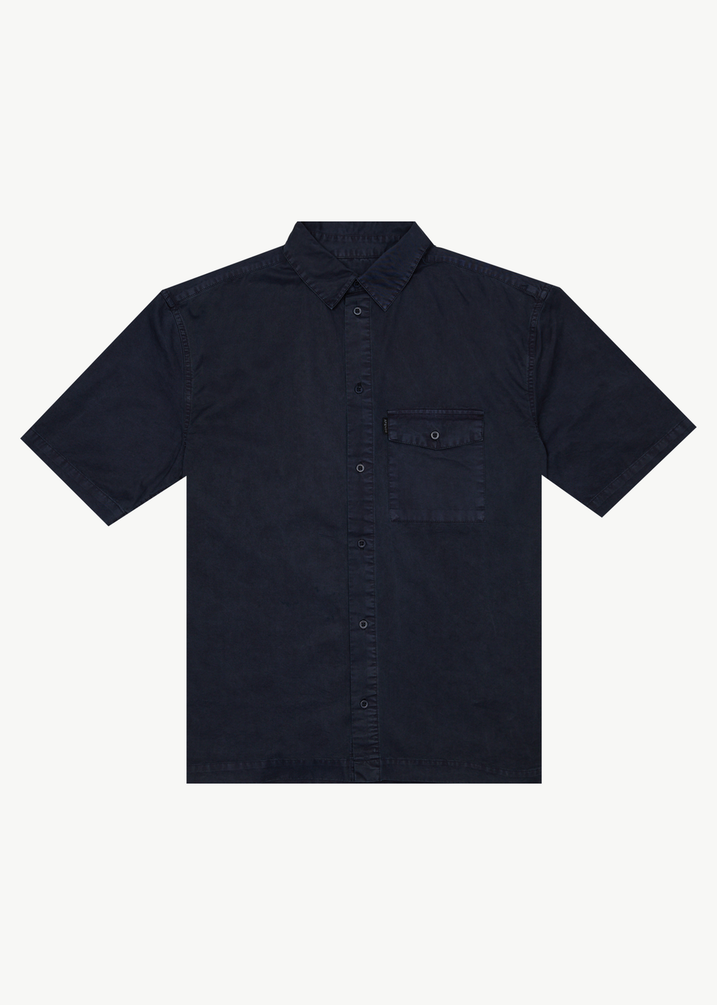 AFENDS Mens Overdie - Overdyed Short Sleeve Shirt - Deep Sea