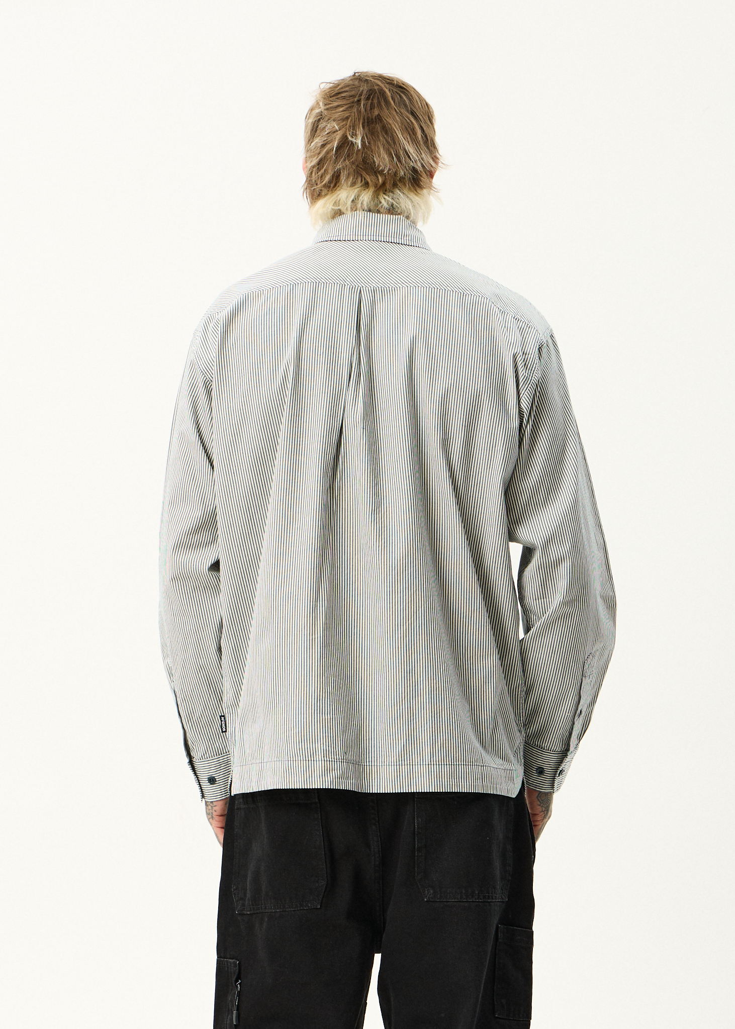 AFENDS Mens Bats - Oversized Striped Long Sleeve Shirt - Fuel