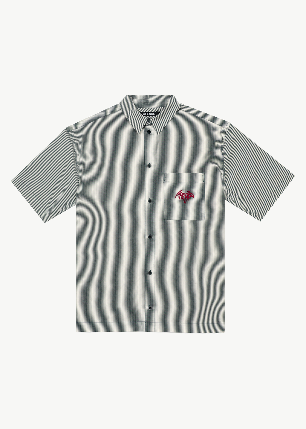 AFENDS Mens Bats - Striped Short Sleeve Shirt - Fuel