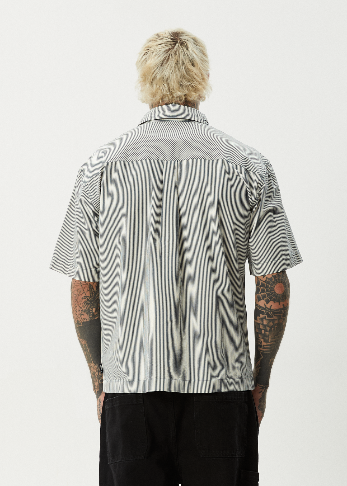 AFENDS Mens Bats - Striped Short Sleeve Shirt - Fuel