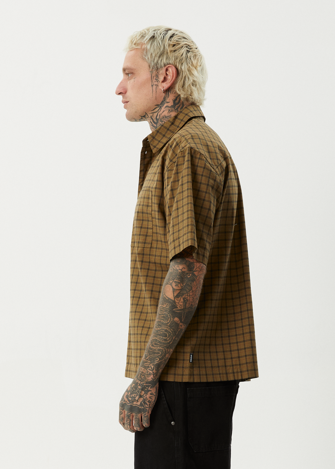 AFENDS Mens Challenger - Check Short Sleeve Shirt - Elmwood
