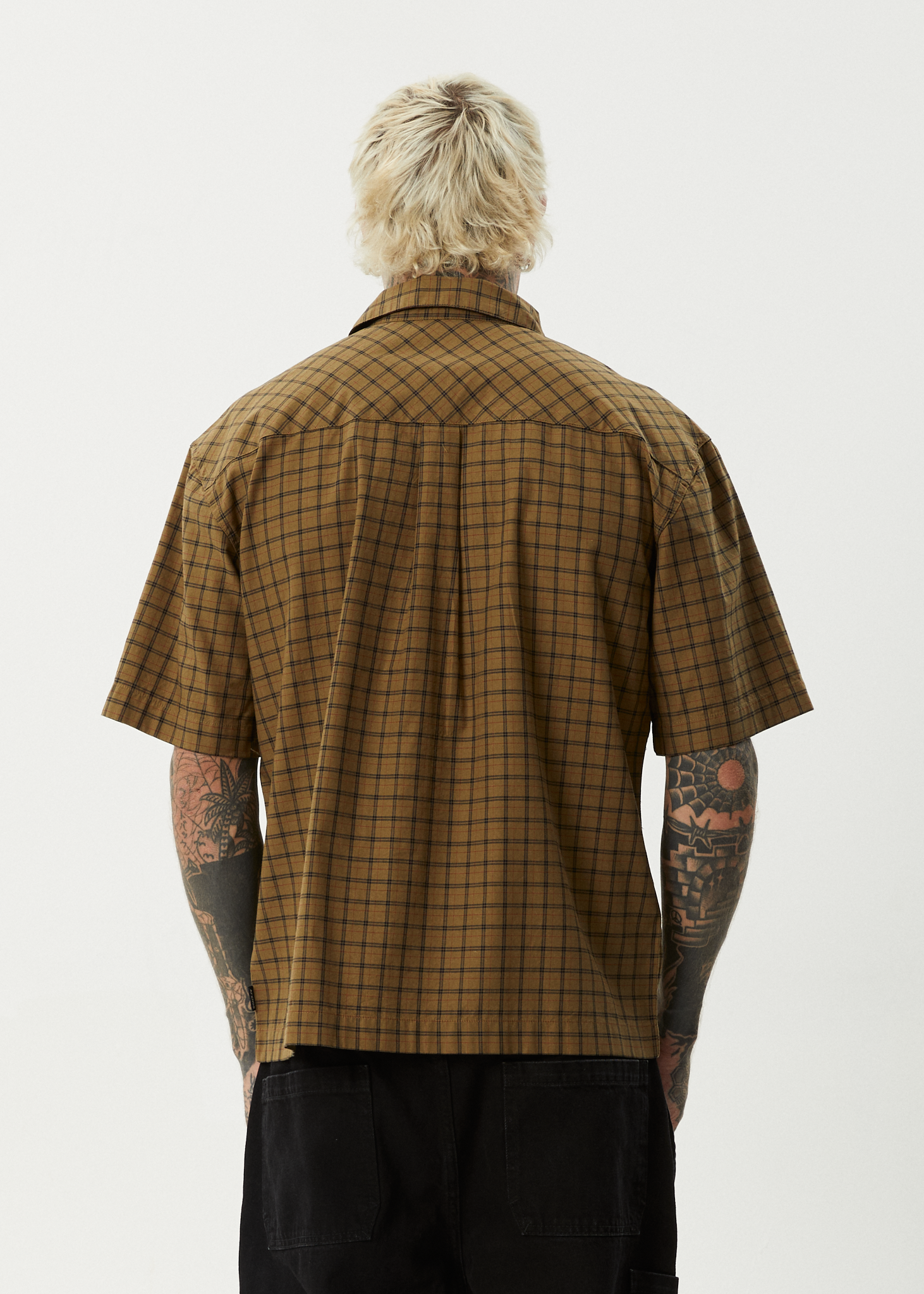 AFENDS Mens Challenger - Check Short Sleeve Shirt - Elmwood AFENDS Mens Challenger - Check Short Sleeve Shirt - Elmwood