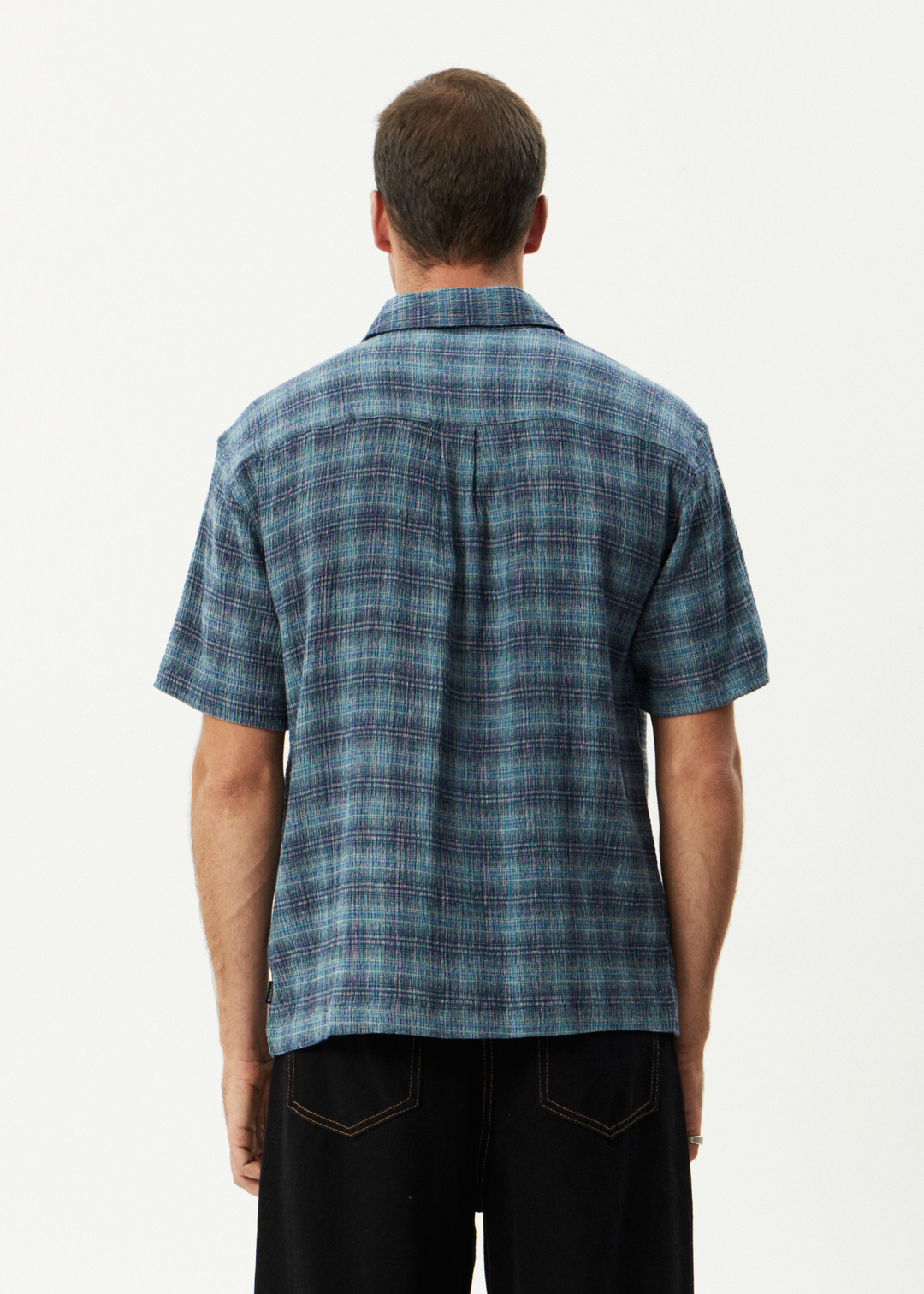 AFENDS Mens Position - Short Sleeve Shirt - Navy Check