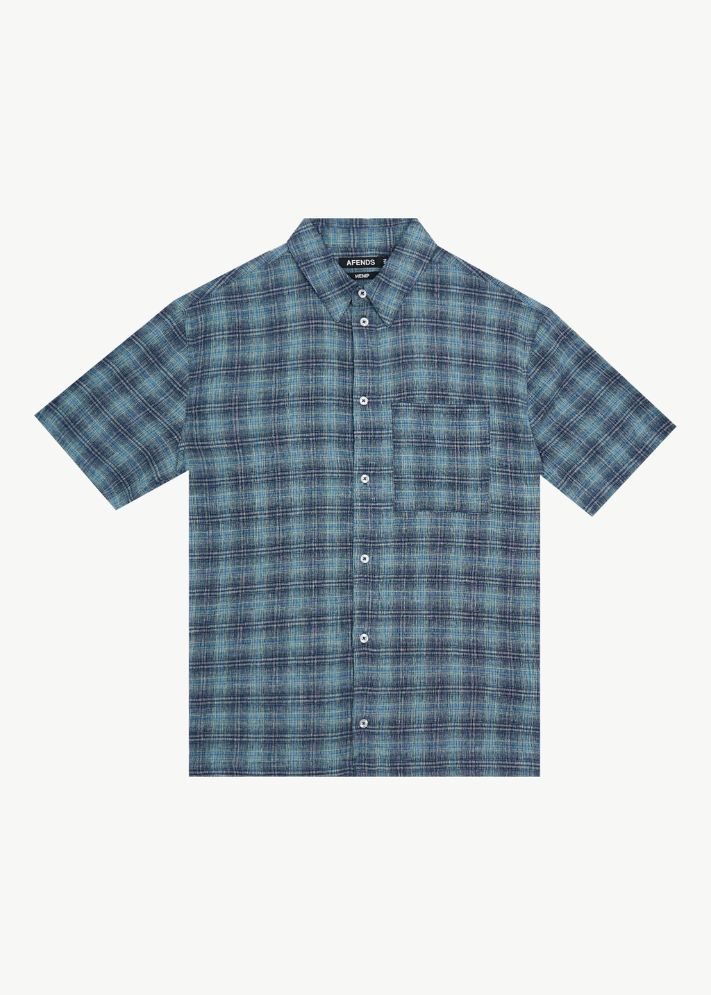 AFENDS Mens Position - Short Sleeve Shirt - Navy Check