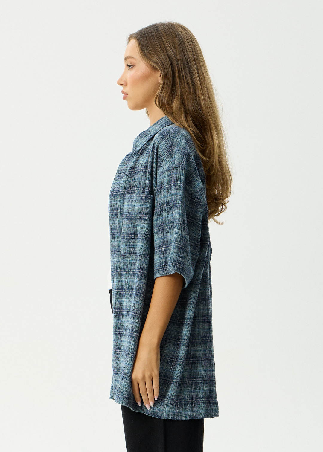 AFENDS Mens Position - Short Sleeve Shirt - Navy Check