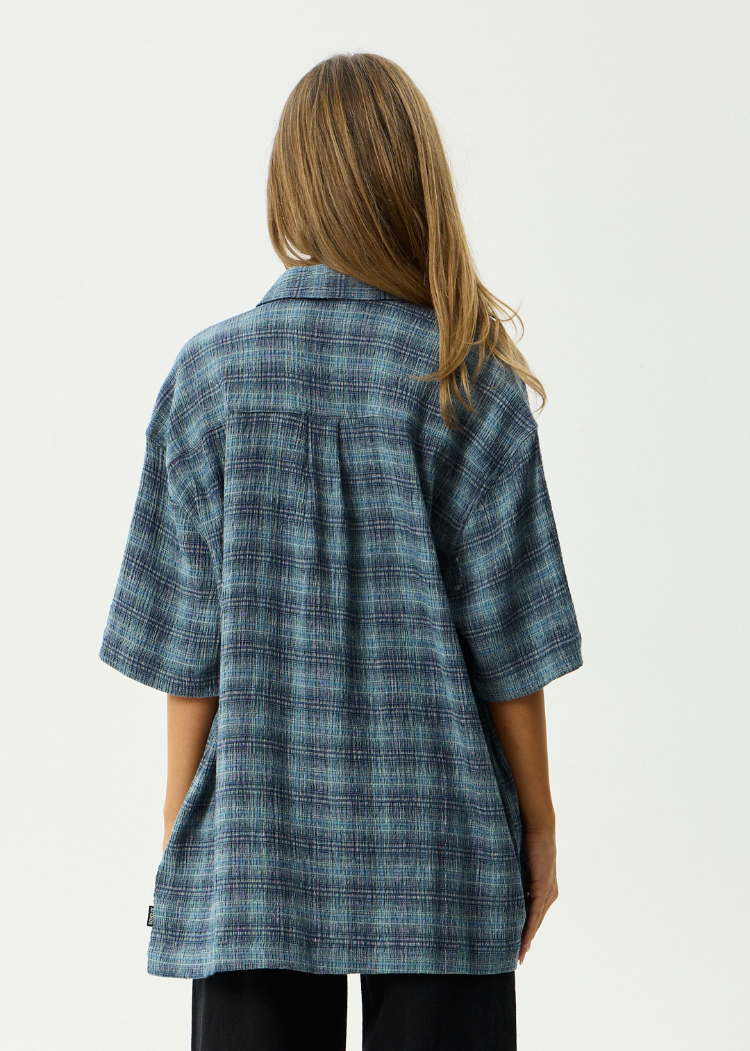 AFENDS Mens Position - Short Sleeve Shirt - Navy Check