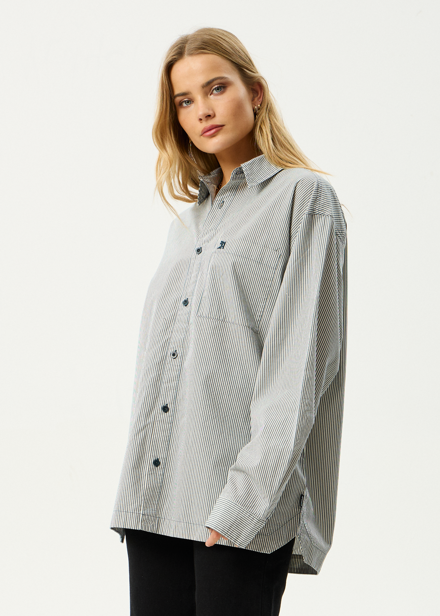 AFENDS Mens Bats - Oversized Striped Long Sleeve Shirt - Fuel