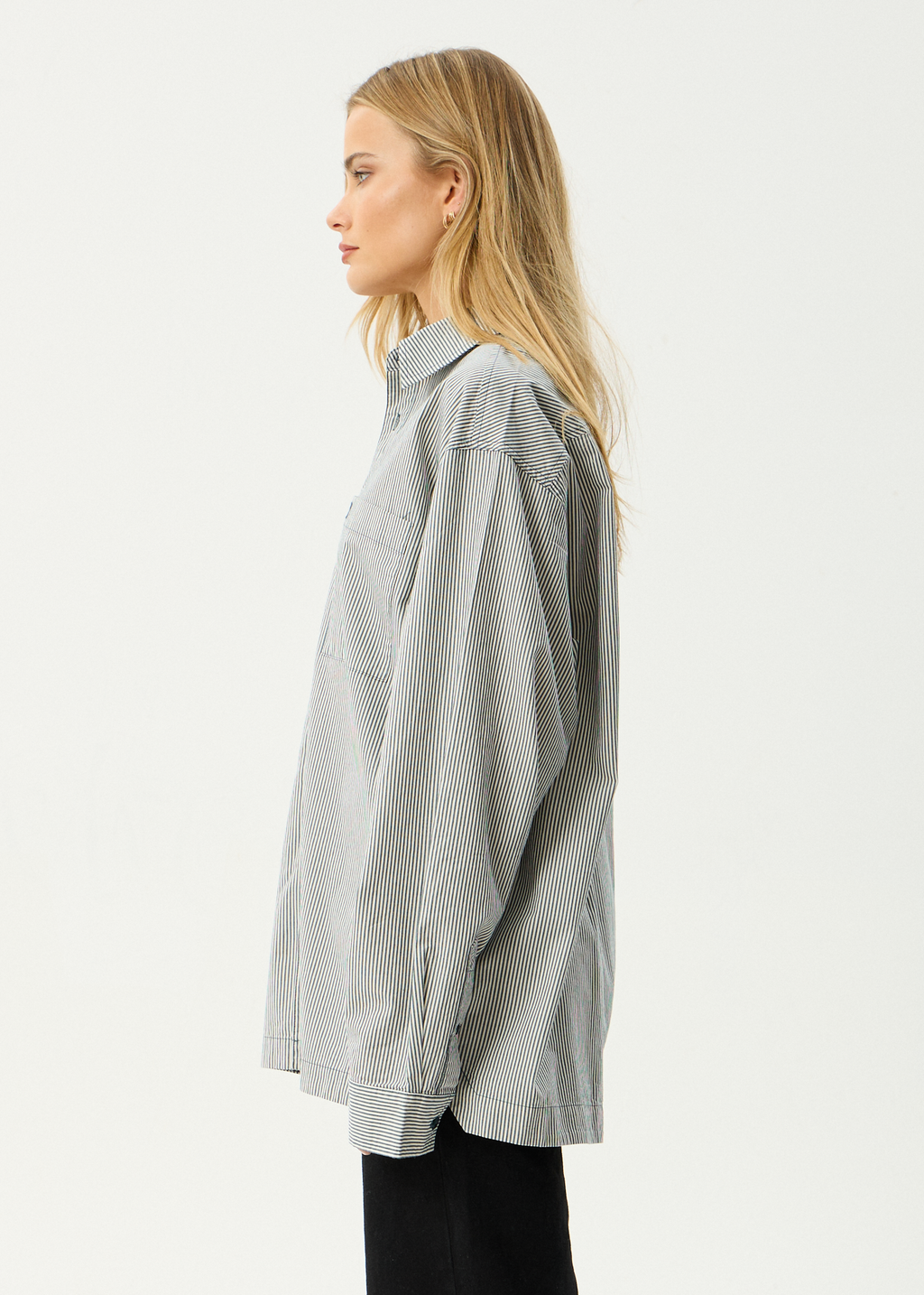 AFENDS Mens Bats - Oversized Striped Long Sleeve Shirt - Fuel