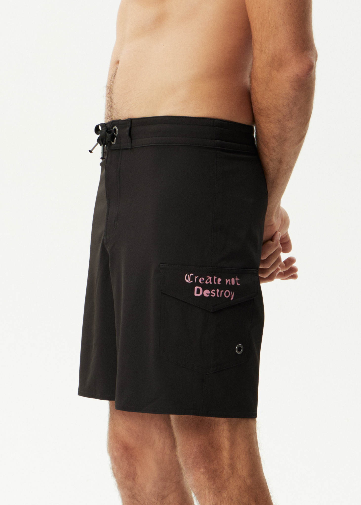 AFENDS Mens Mix Up - Surf Related V2 Boardshort 18" - Black