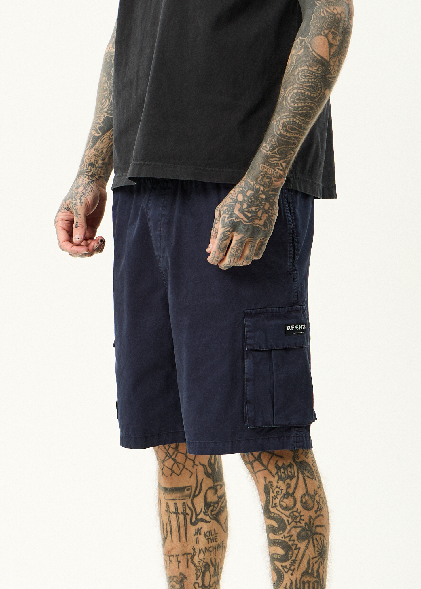 AFENDS Mens Overdie - Oversized Cargo Short 20" - Deep Sea