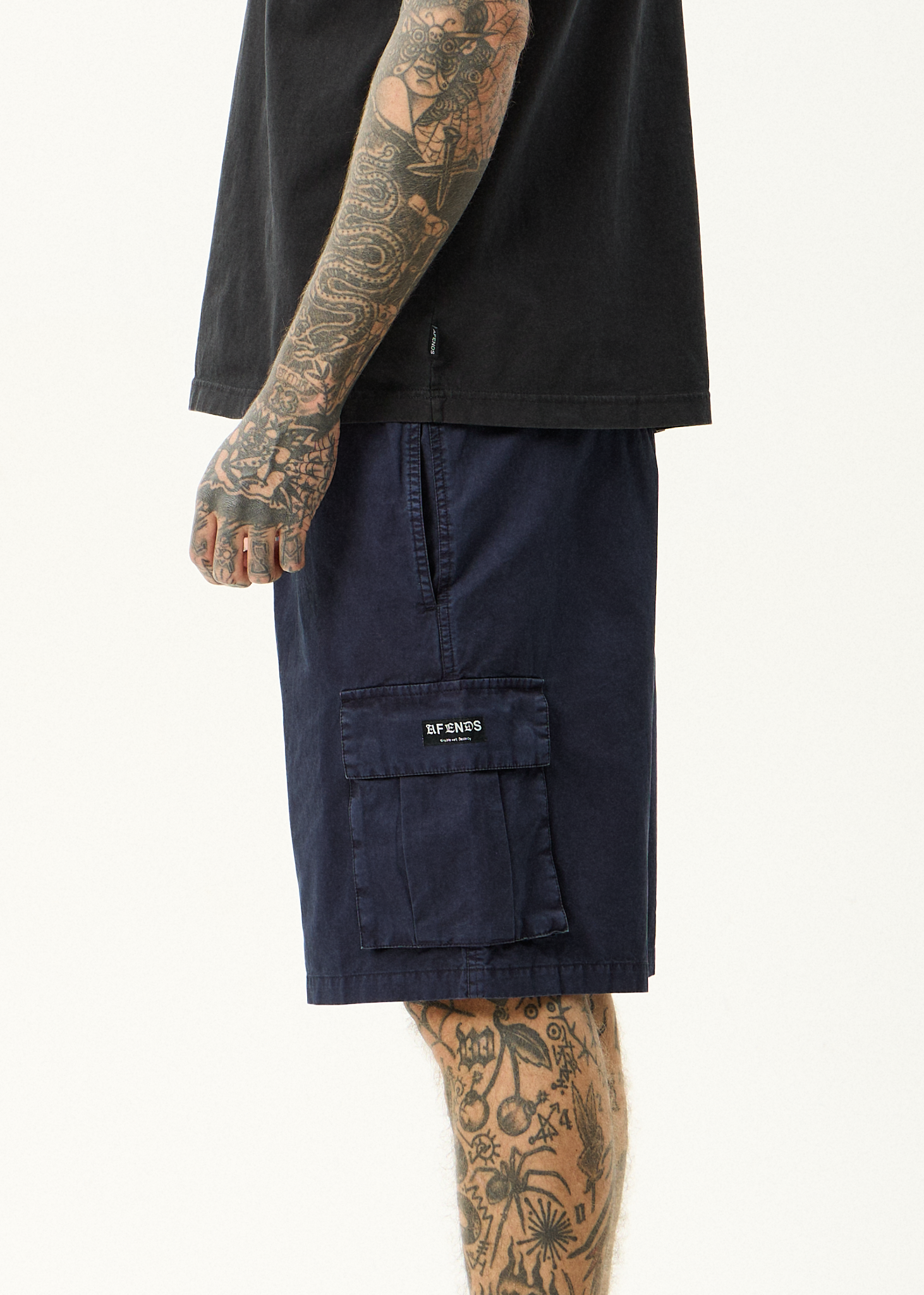 AFENDS Mens Overdie - Oversized Cargo Short 20" - Deep Sea