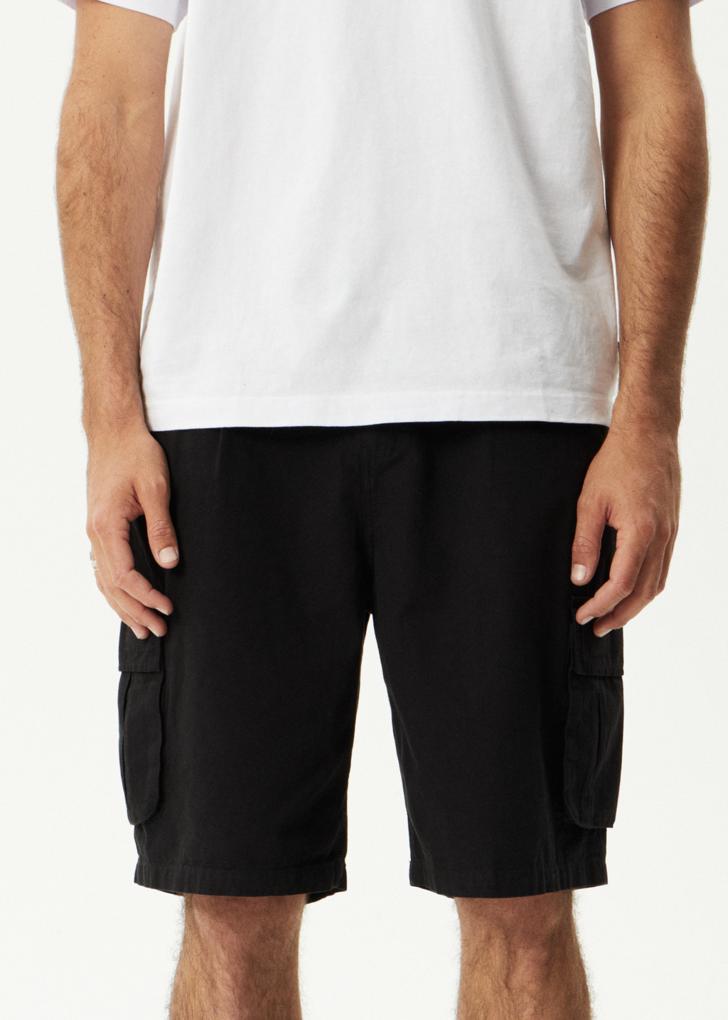 AFENDS Mens Summit - Pleated Cargo Short 22" - Washed Black