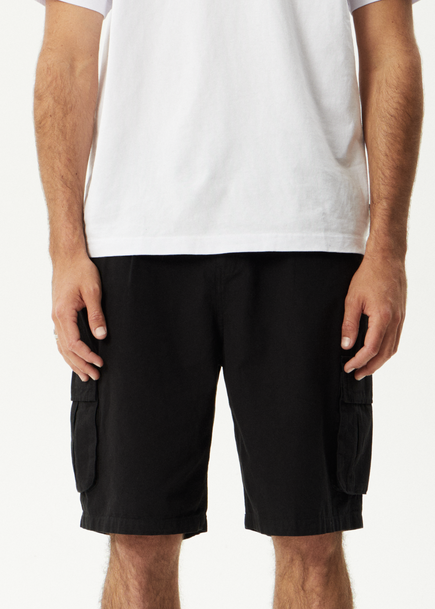 AFENDS Mens Summit - Pleated Cargo Short 22" - Washed Black