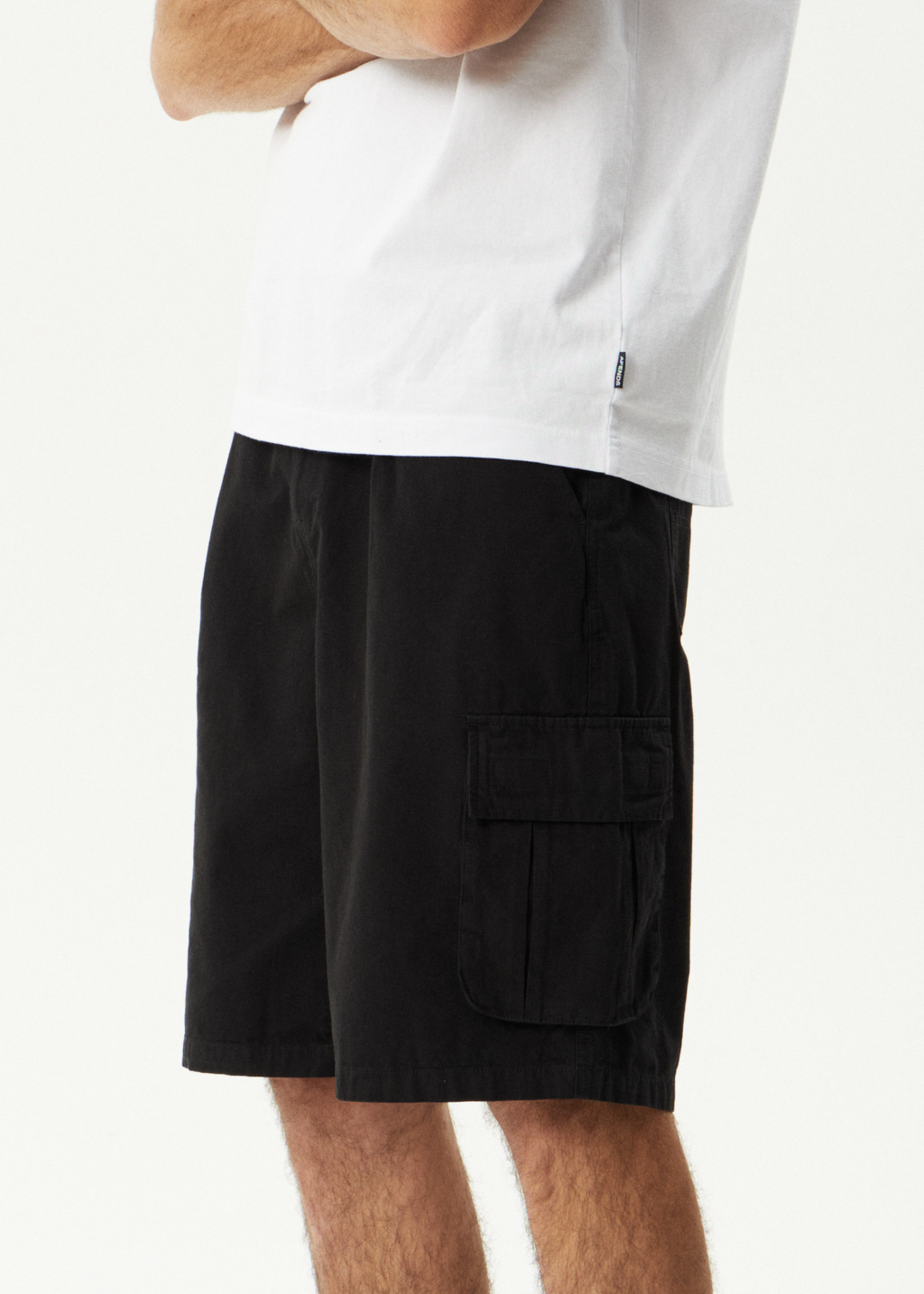 AFENDS Mens Summit - Pleated Cargo Short 22" - Washed Black